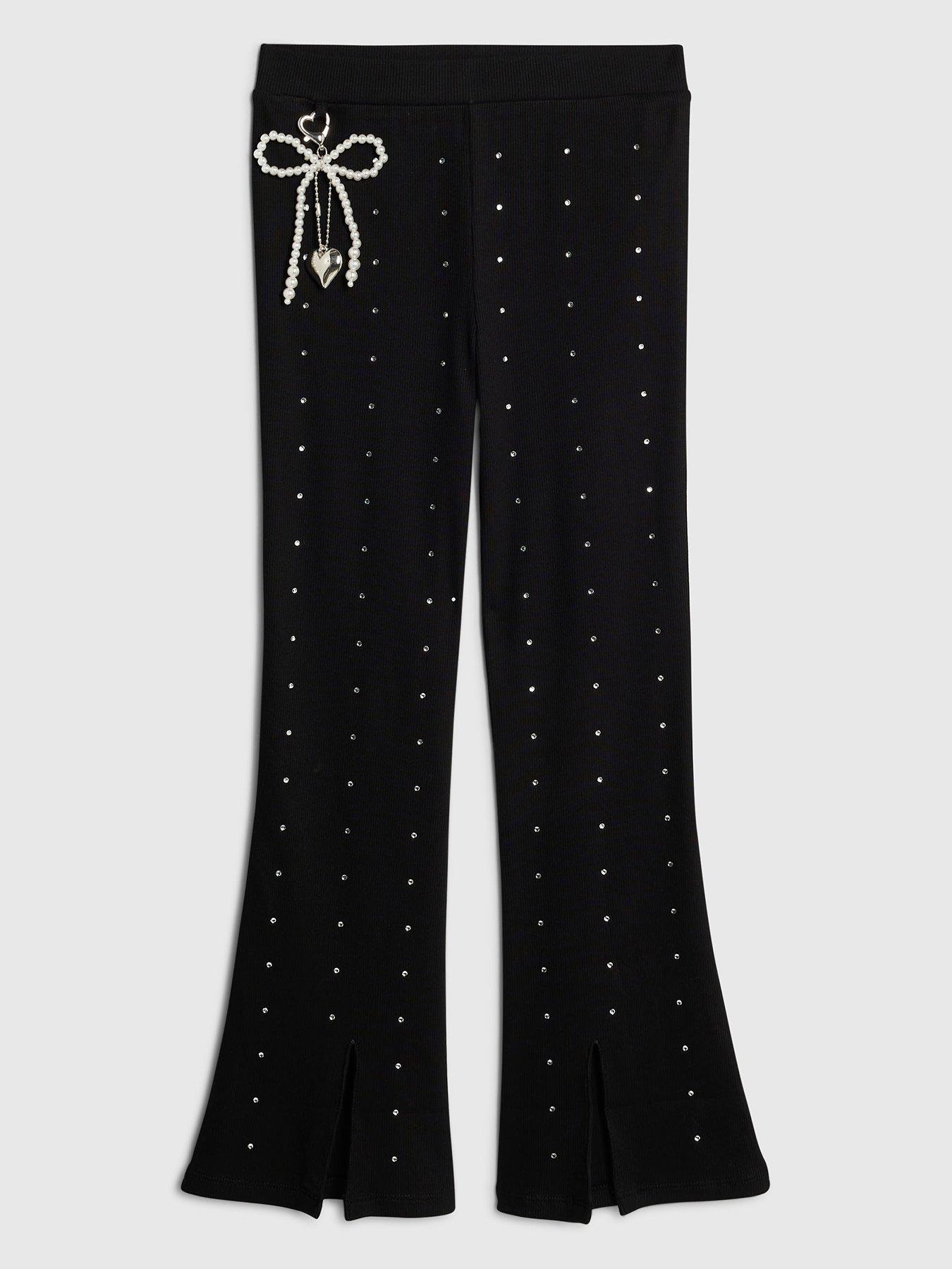 River Island Older Girls Embellished Charm Flared Trousers - Black
