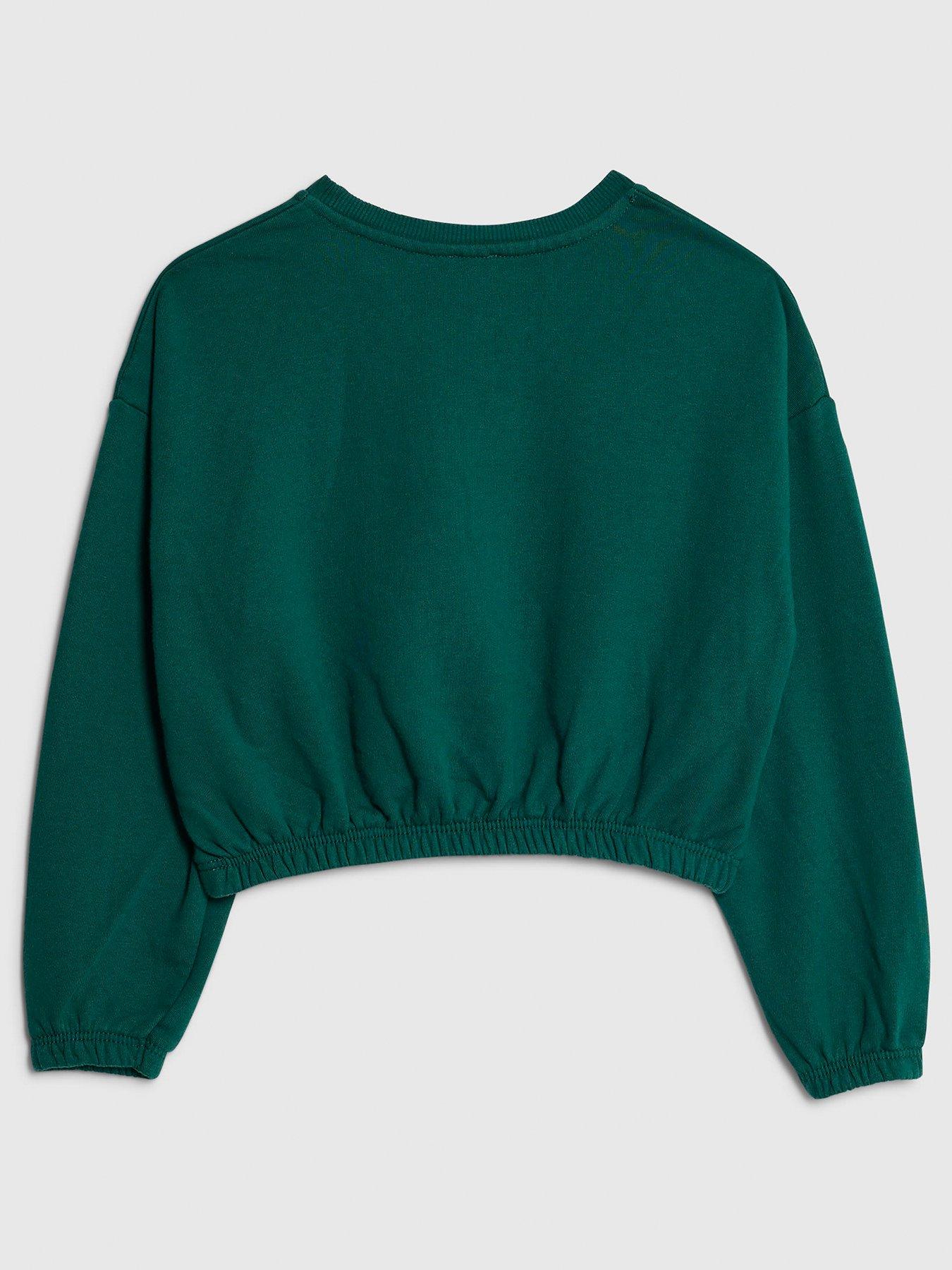 back image of river-island-older-girls-paris-city-sweatshirt-green
