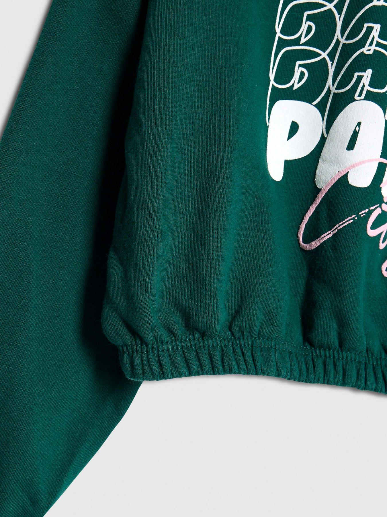  image of river-island-older-girls-paris-city-sweatshirt-green