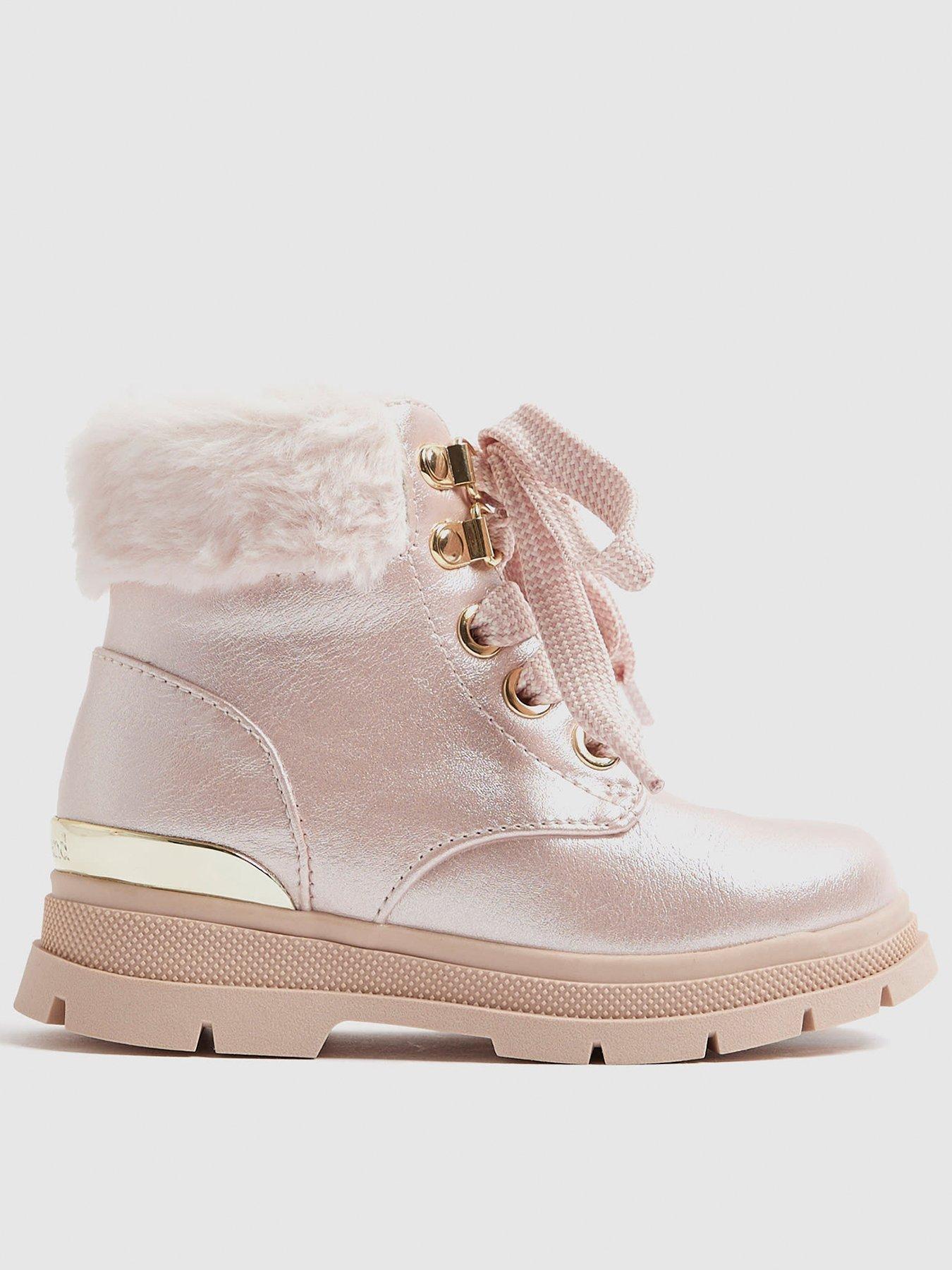  image of river-island-mini-girls-lace-up-boot-pink