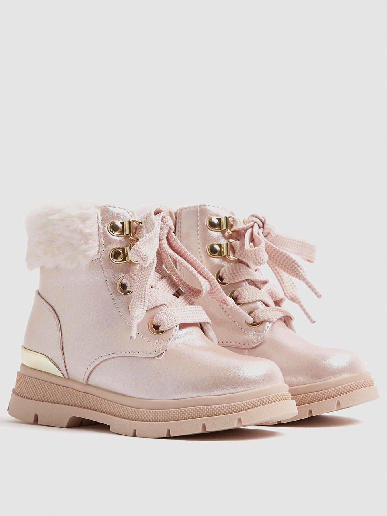 stillFront image of river-island-mini-girls-lace-up-boot-pink