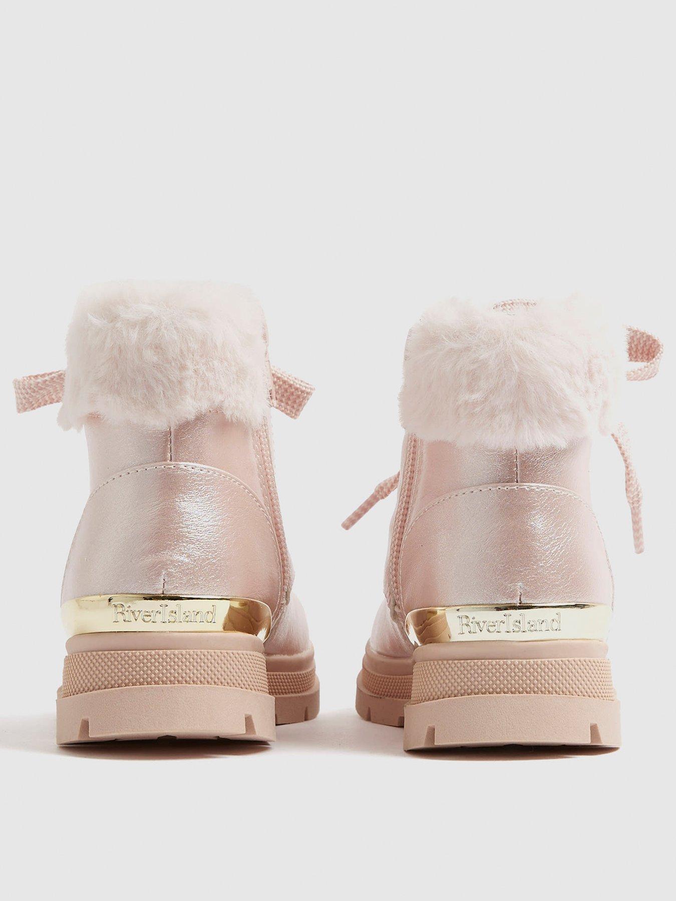  image of river-island-mini-girls-lace-up-boot-pink