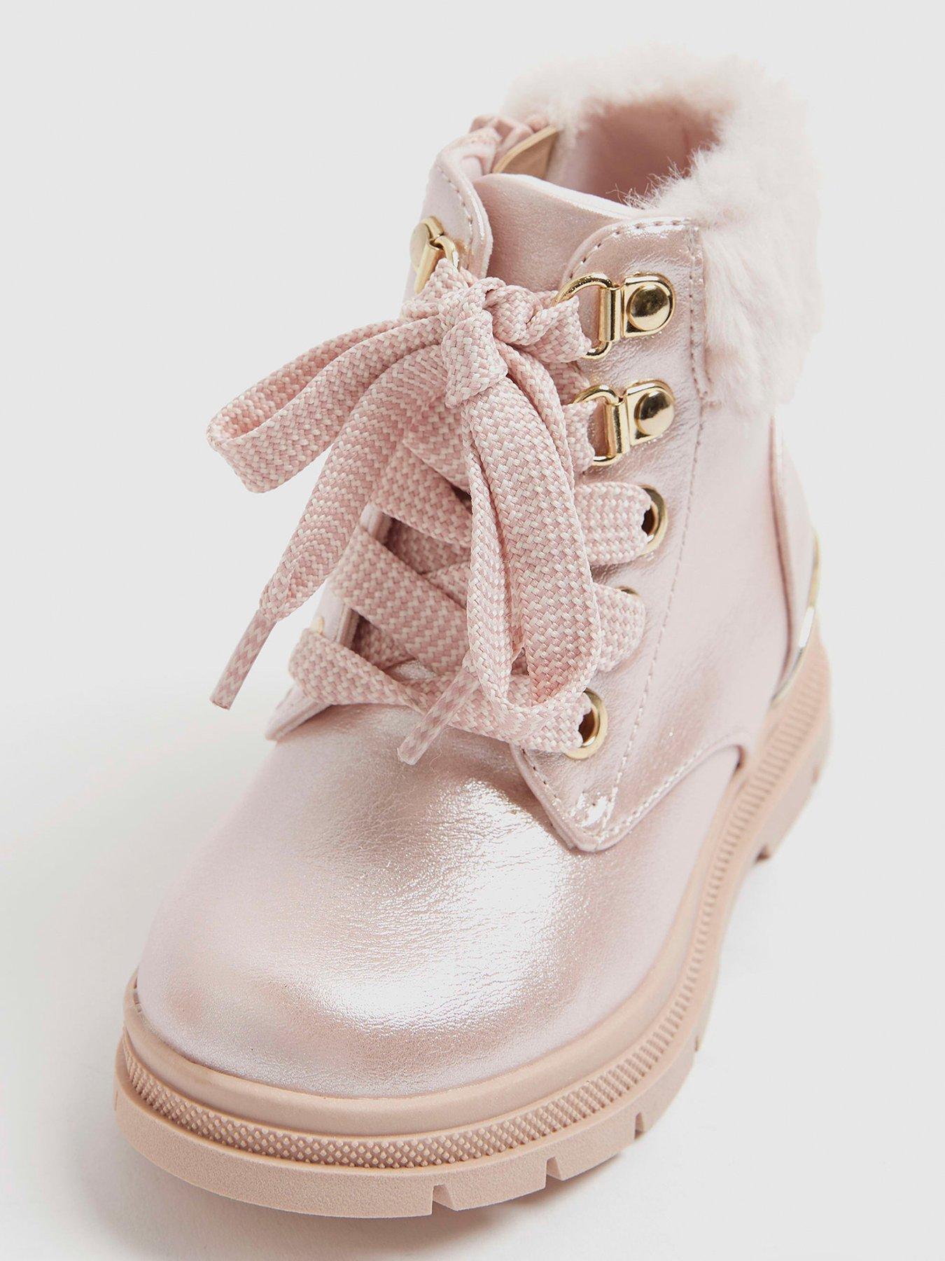  image of river-island-mini-girls-lace-up-boot-pink