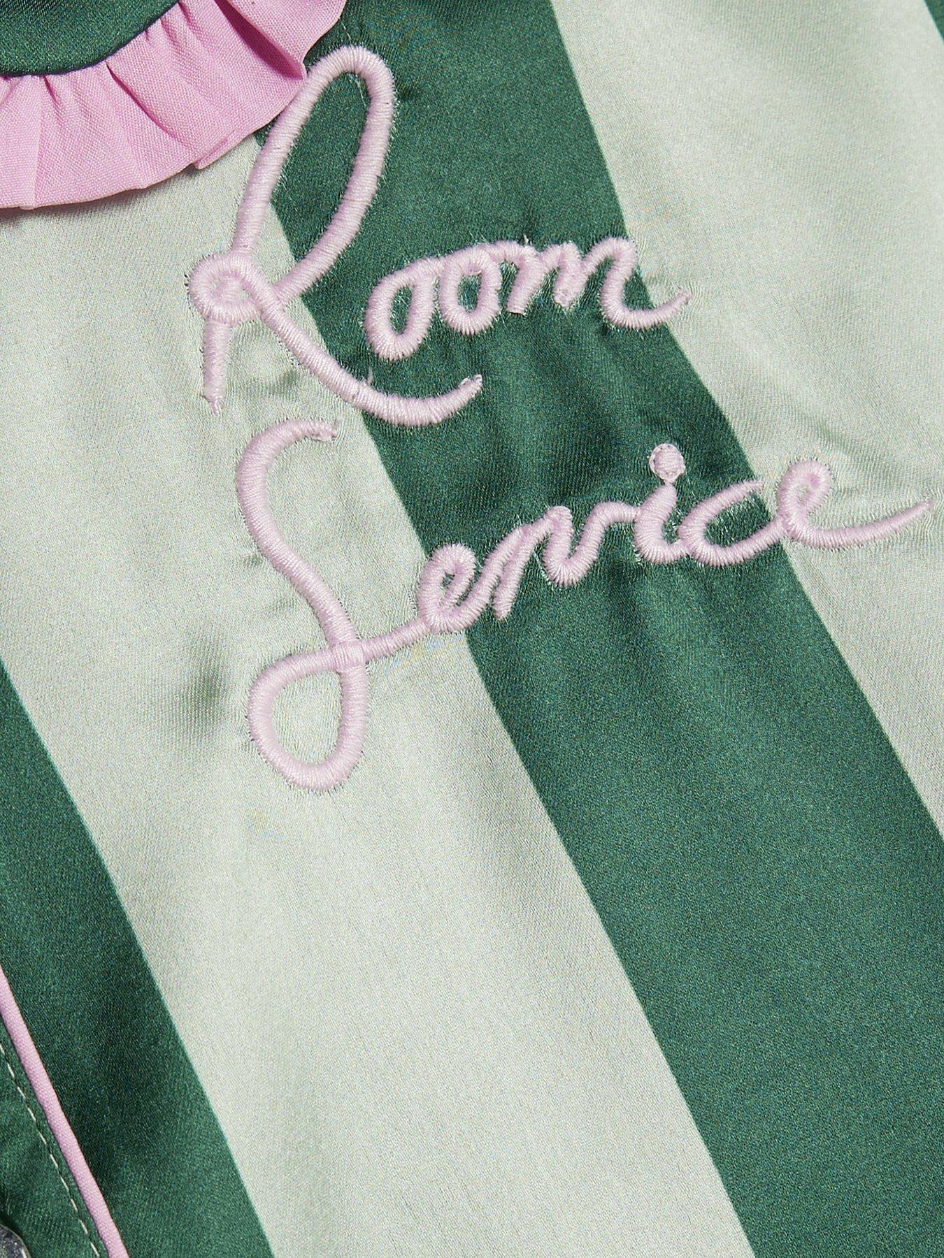  image of river-island-older-girls-nephthys-stripe-satin-pyjamas-green