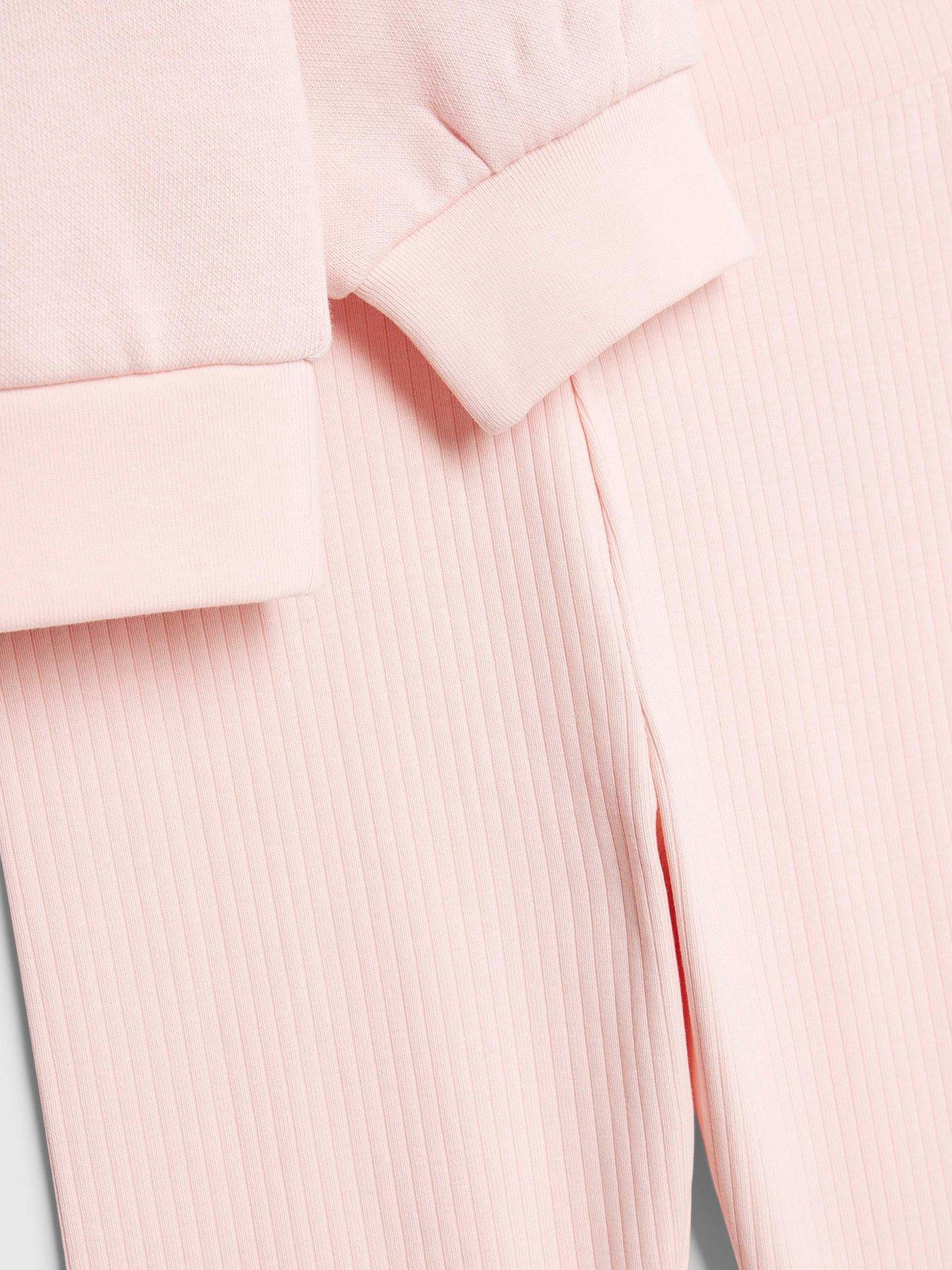 Image 4 of 5 of River Island Mini Girls Ciao Bella Strawberry Back Print Sweatshirt Set - Pink