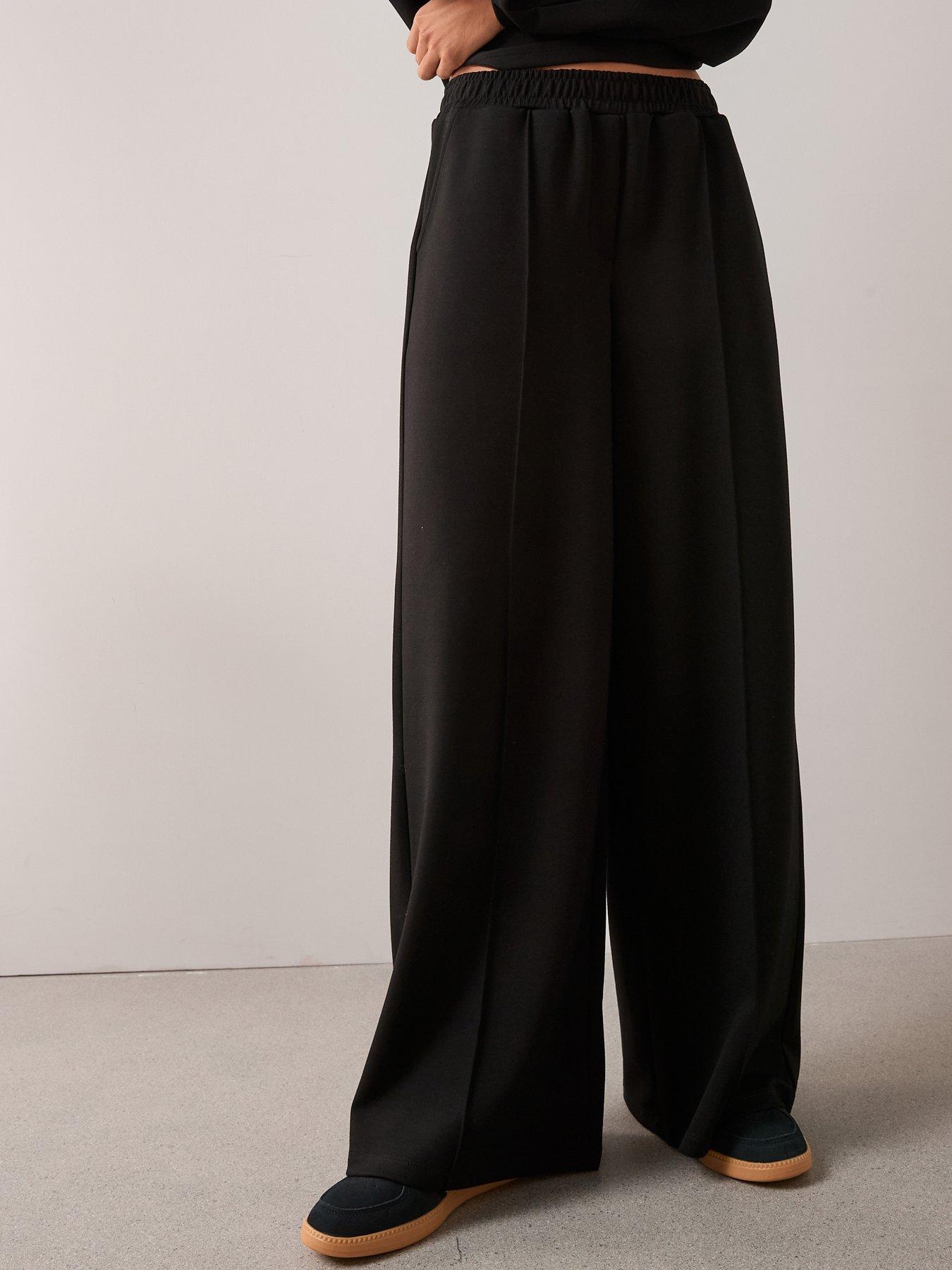 The Very Collection Soft Touch Wide Leg Pin Tuck Trousers Co-Ord - Black