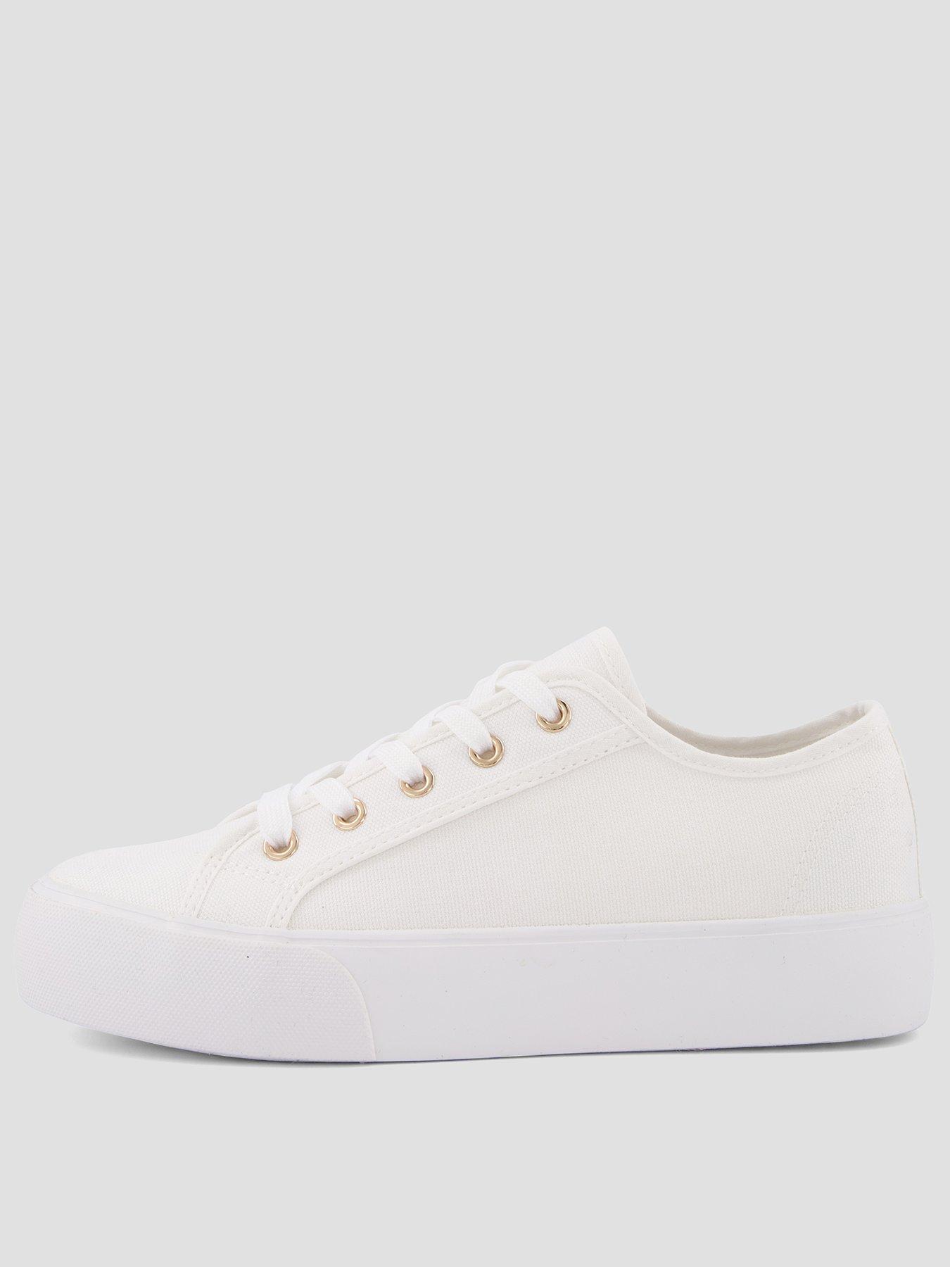 Image 1 of 6 of The Very Collection Wide Fit Canvas Trainers - White