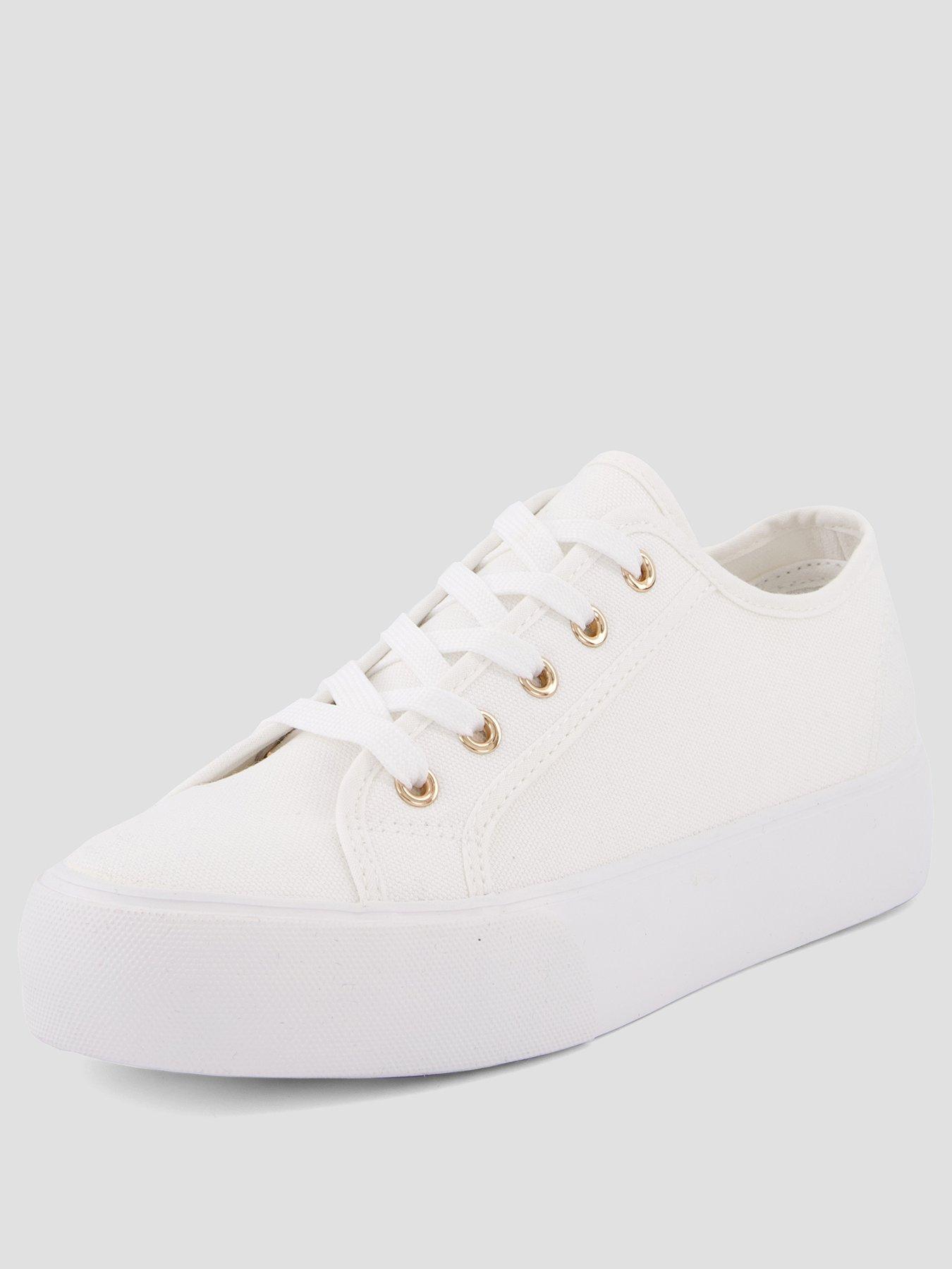 Image 2 of 6 of The Very Collection Wide Fit Canvas Trainers - White