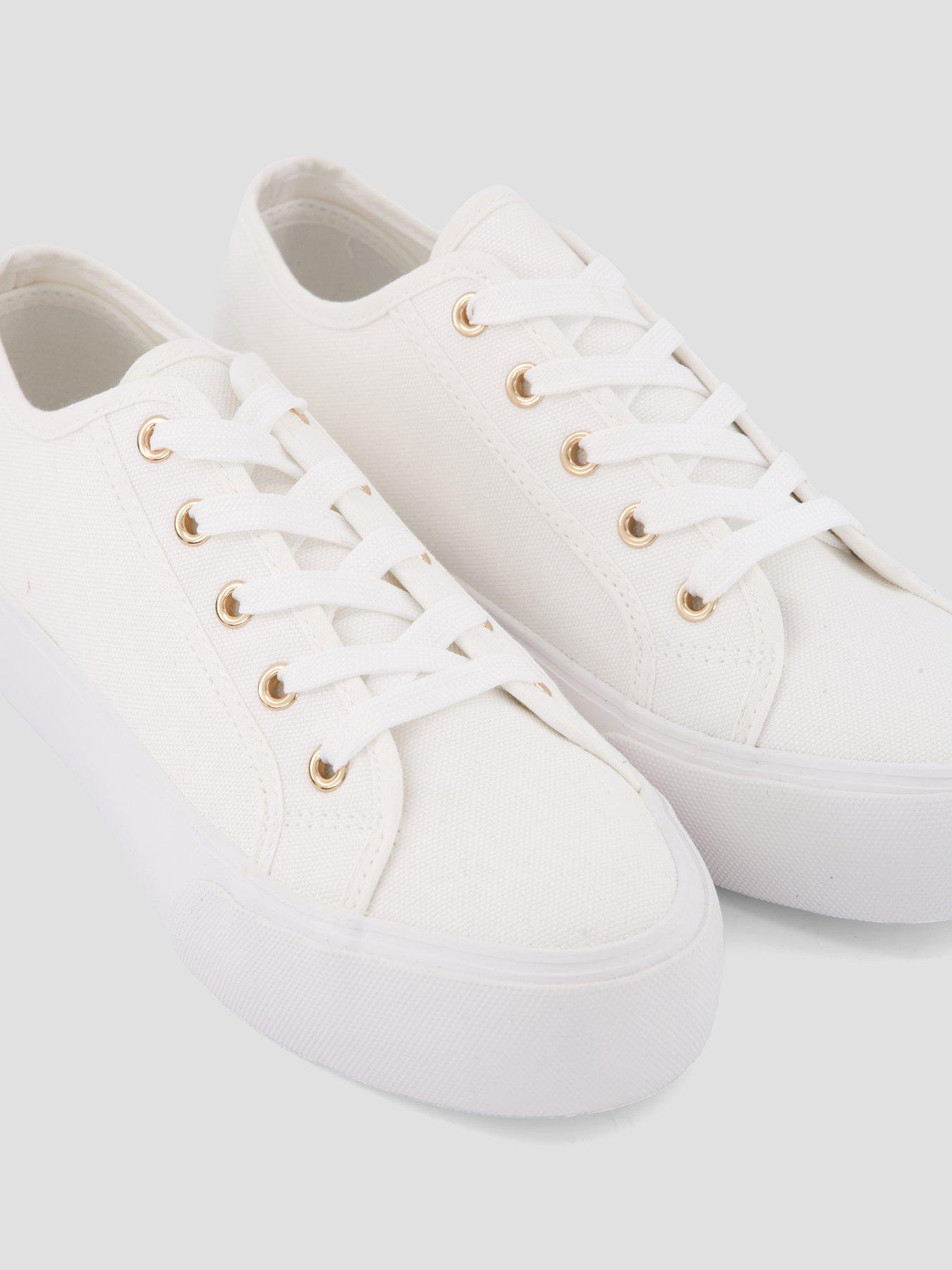 Image 5 of 6 of The Very Collection Wide Fit Canvas Trainers - White