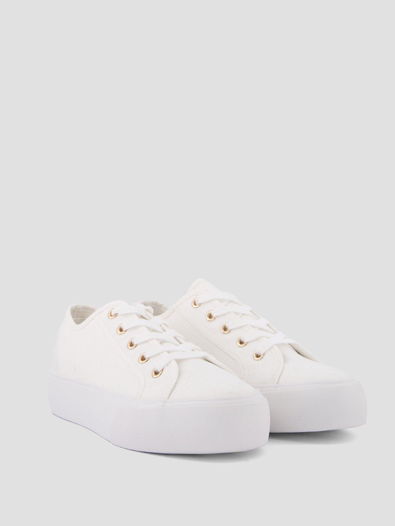 Image 6 of 6 of The Very Collection Wide Fit Canvas Trainers - White