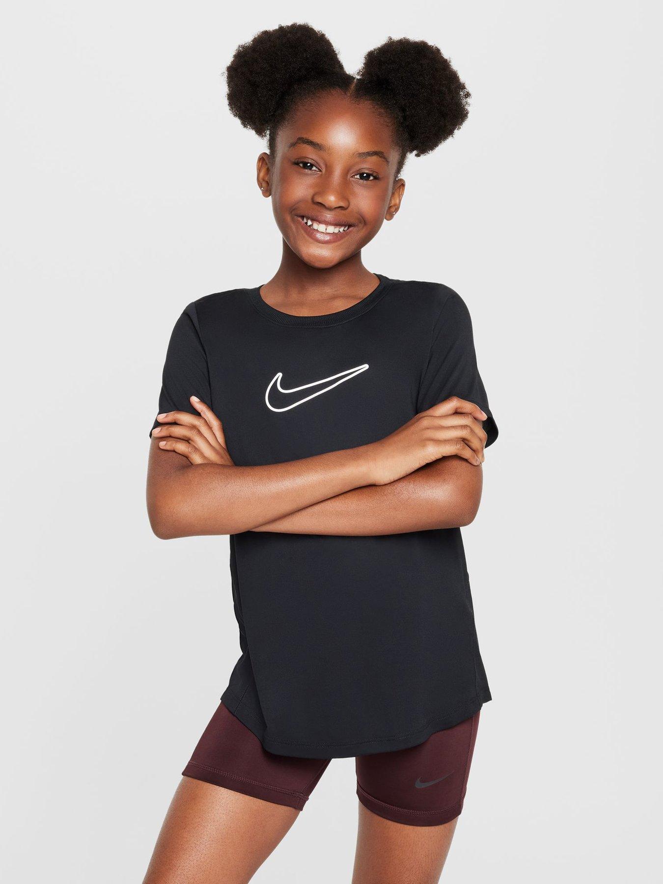 Nike Junior Girls Training Dri-FIT Short Sleeve Top - Black