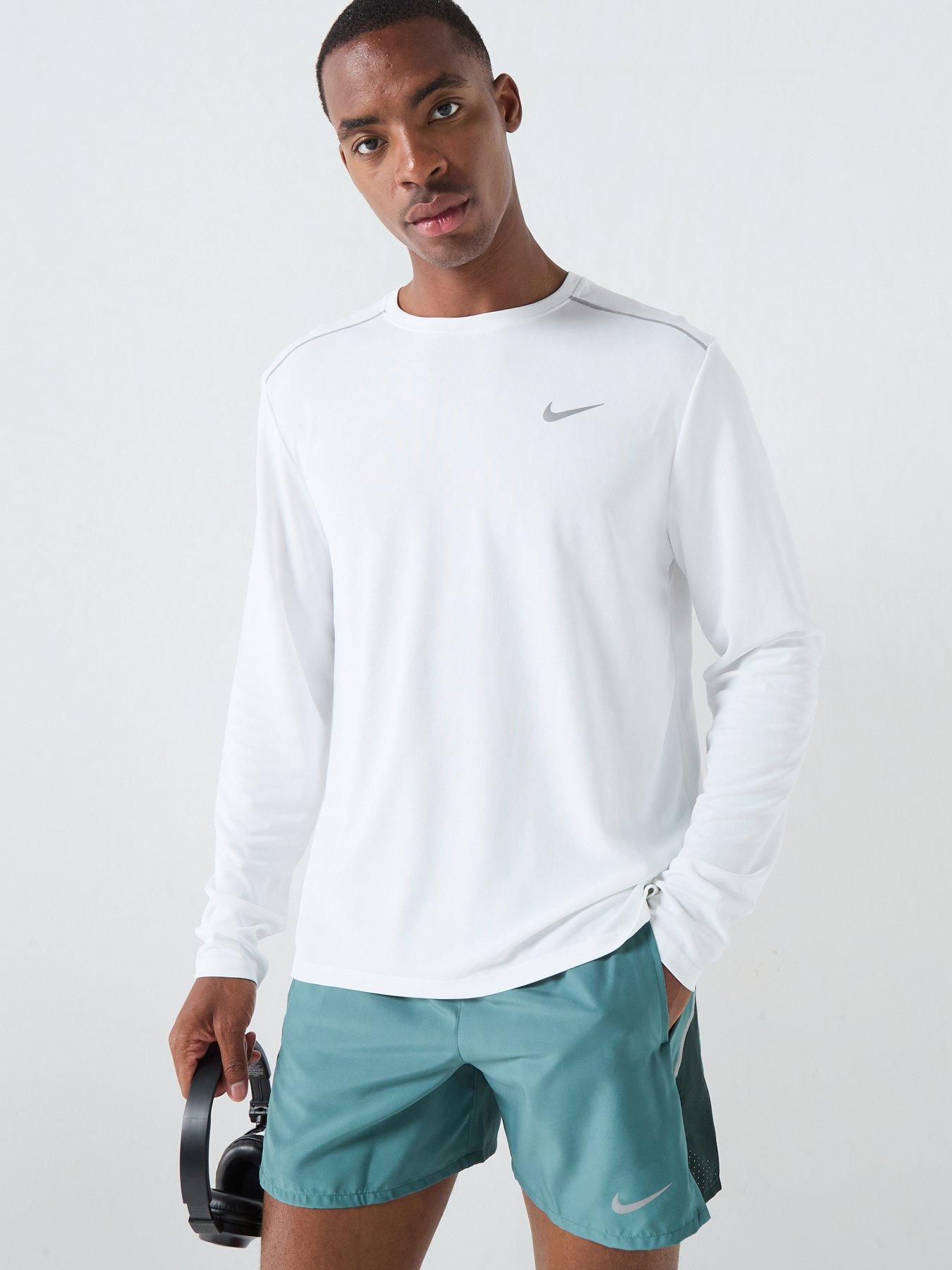 Nike Mens Running Miler Dri-FIT UV Long Sleeve Top - White