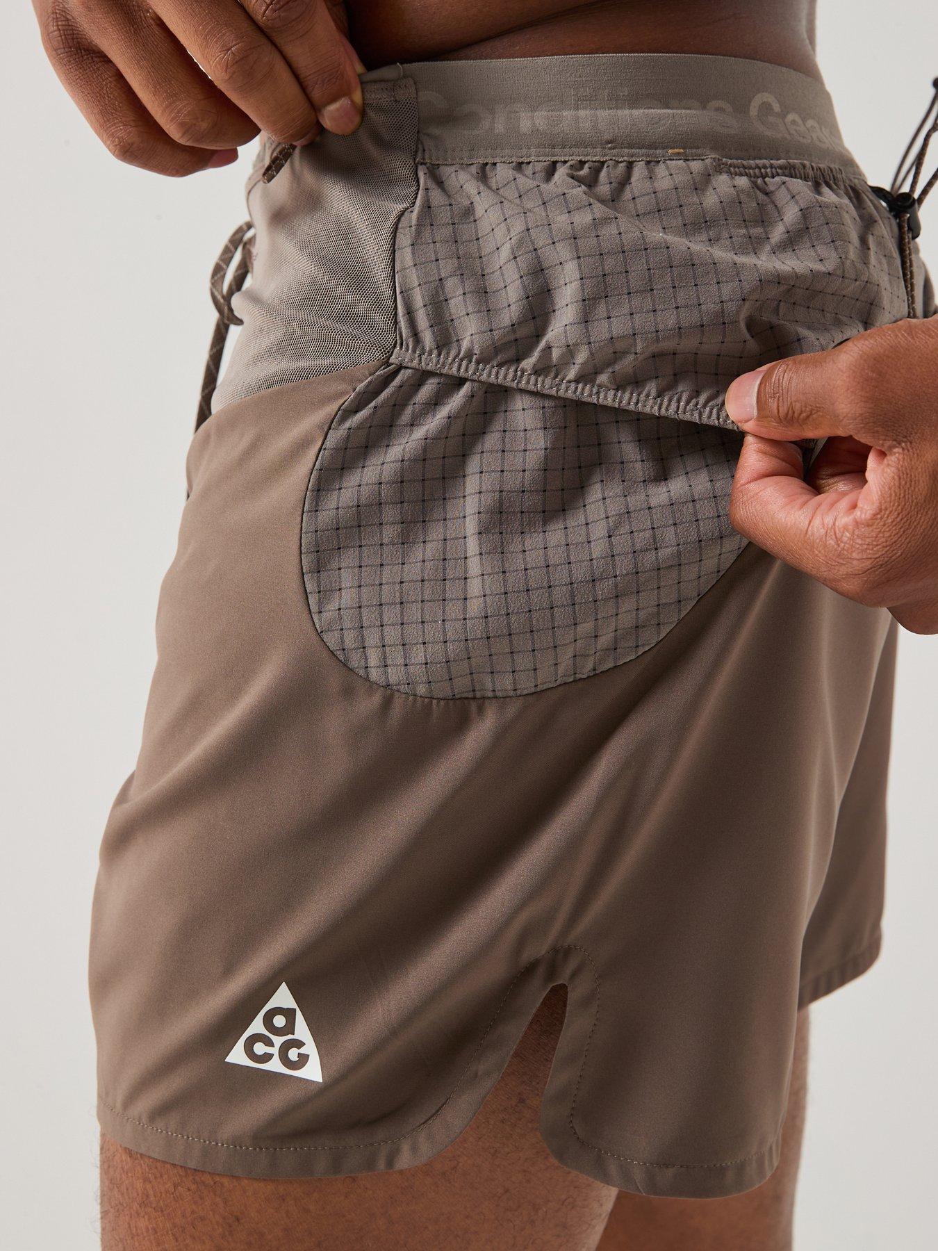 Image 4 of 7 of Nike Mens Trail Running Dri-fit Acg 5 Inch Brief Lined Shorts - Brown