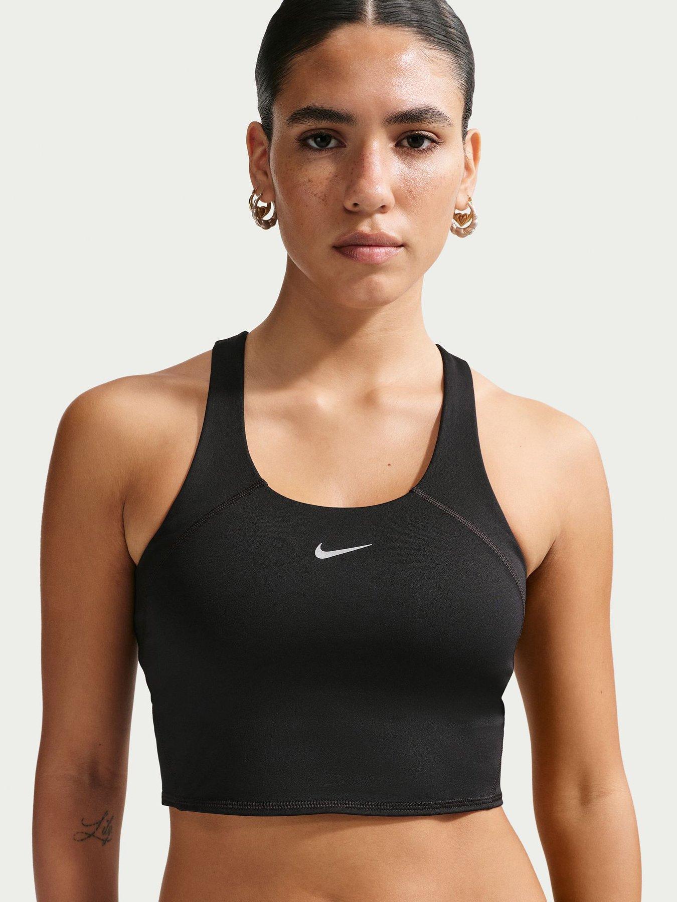 Nike Womens Training Medium Support Cropped Sports Bra Tank - Black