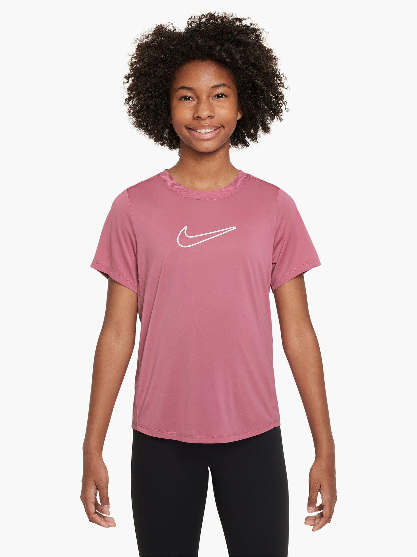 Nike Junior Girls Training Dri-FIT Short Sleeve Top - Pink