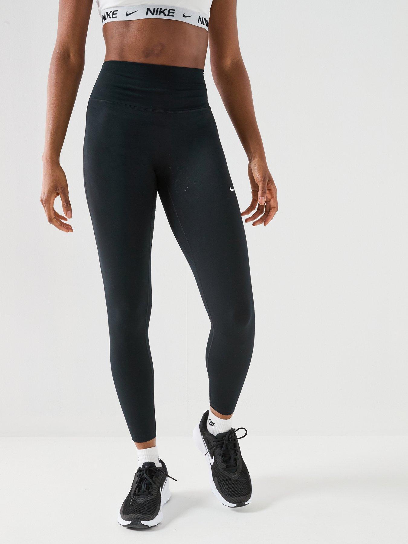 Nike Womens One Dri-FIT Training High Rise 7/8 Tights - Black/White