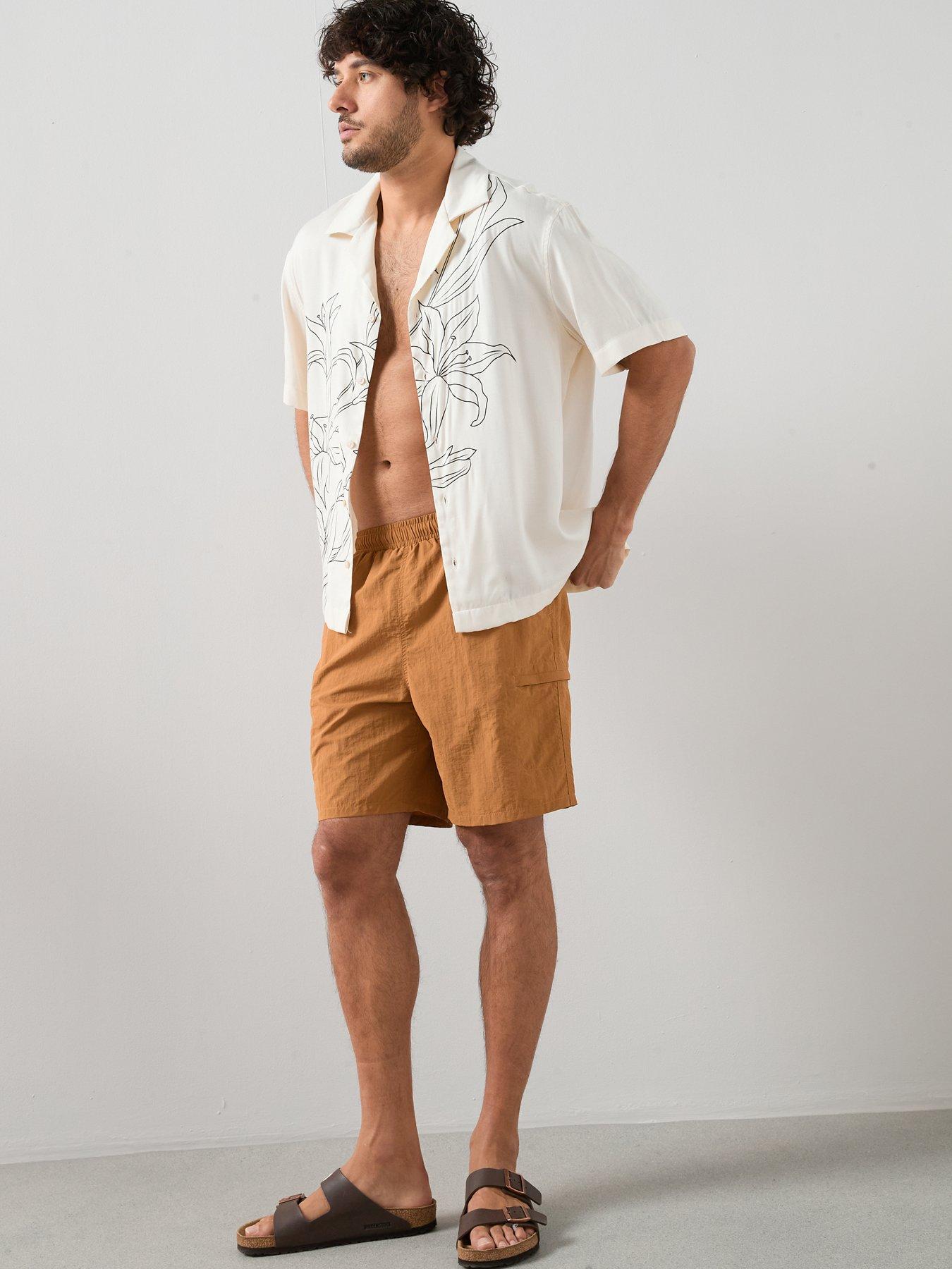 Image 3 of 7 of The Very Collection Quick Dry Cargo Swim Shorts - Brown