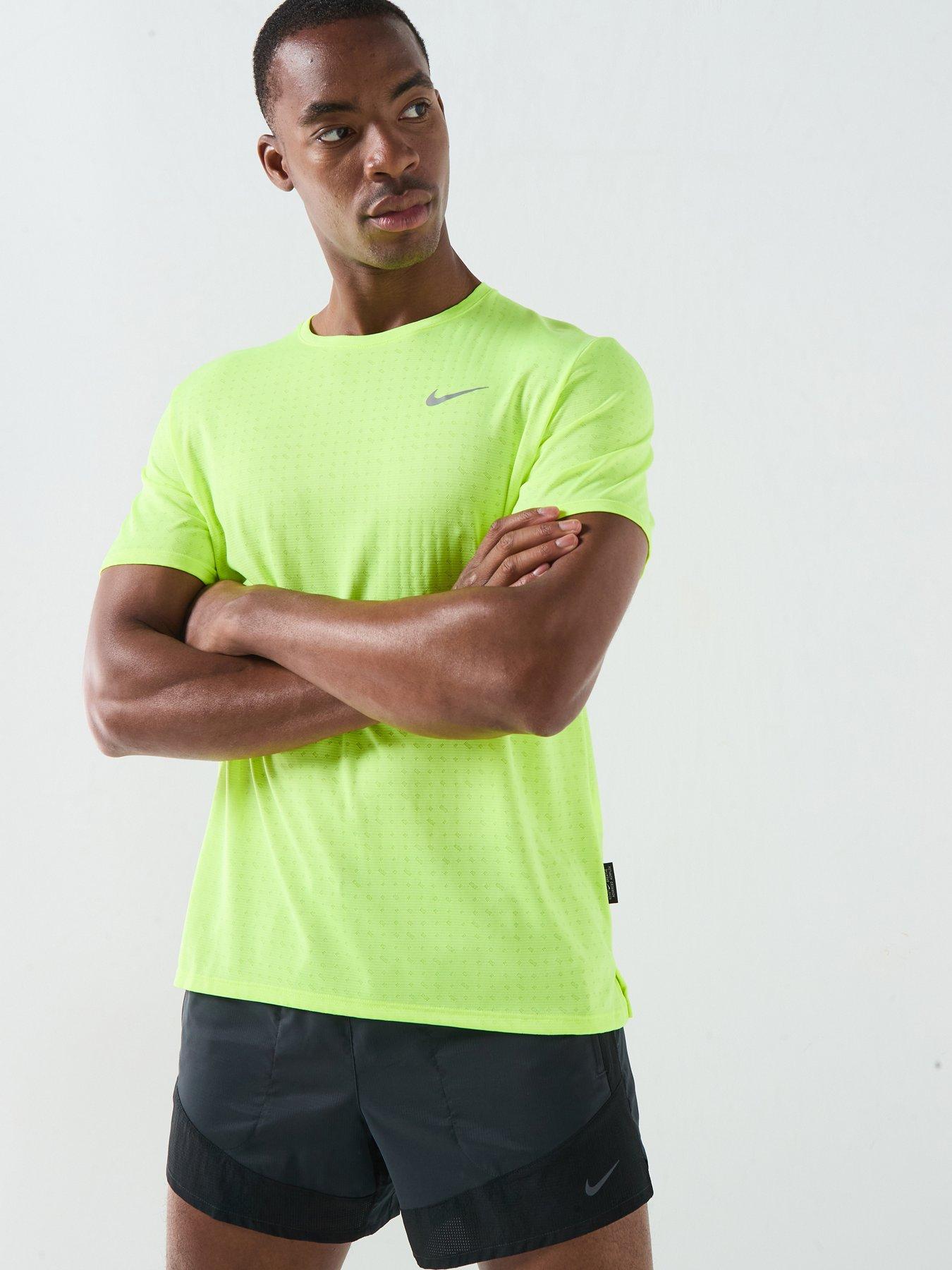 Nike Mens Running Miler Dri-FIT Short Sleeve Top - Yellow