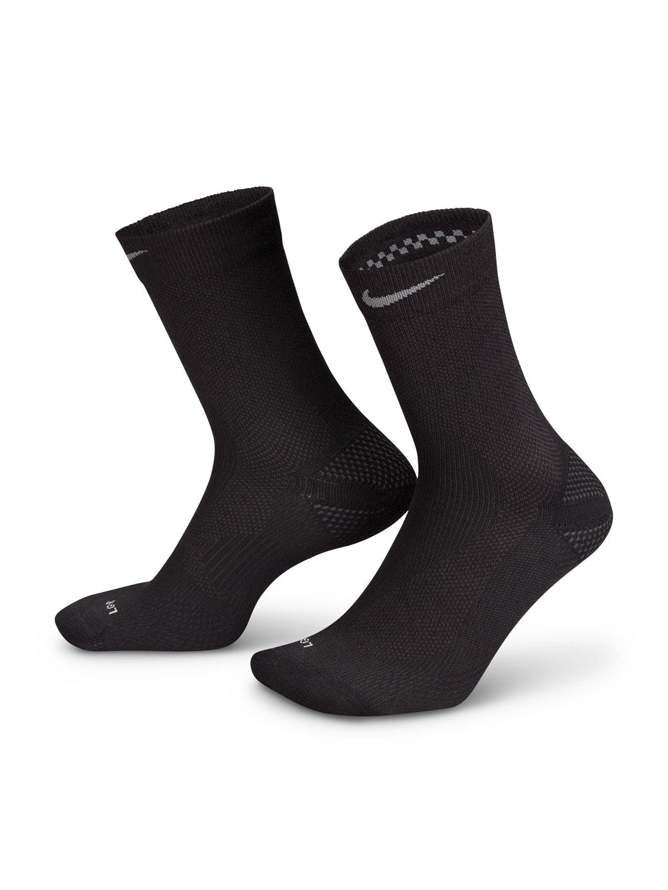 front image of nike-unisex-running-lightweight-crew-socks-1-pair-black