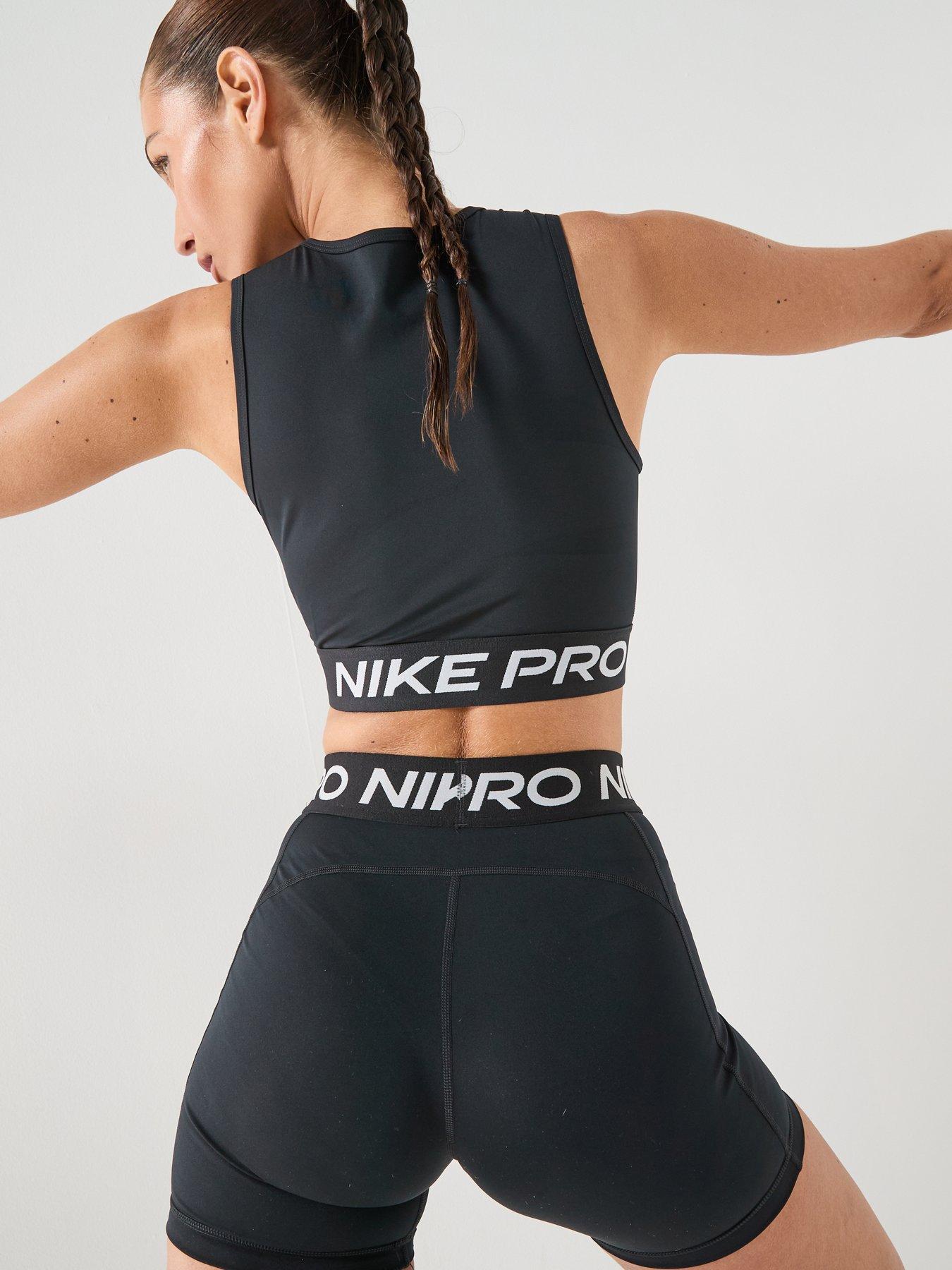 Image 2 of 7 of Nike Womens Training Pro 365 Dri-FIT Crop Tank - Black/White