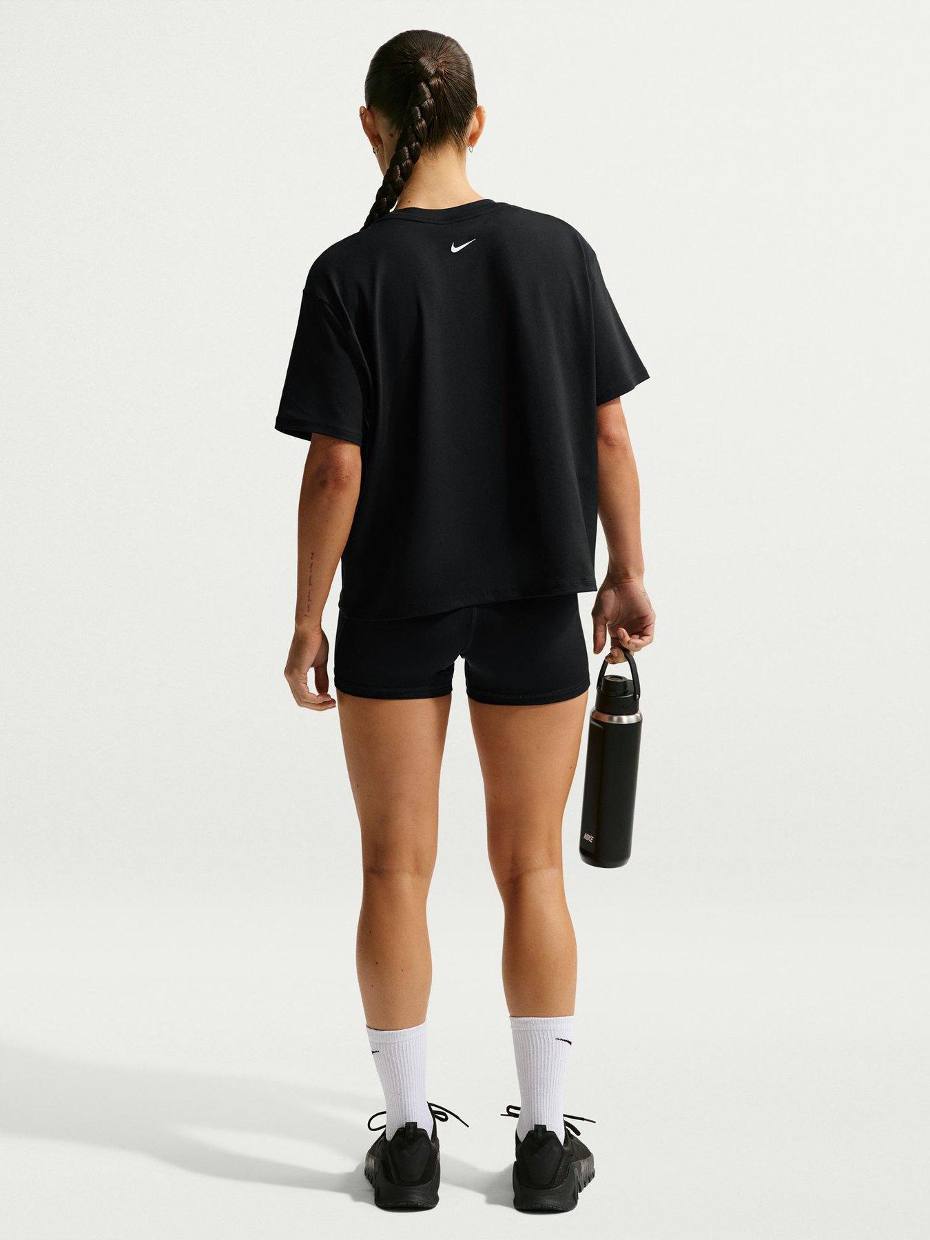 Image 4 of 5 of Nike Womens Training Pro 365 Dri-FIT Loose T-Shirt - Black/White