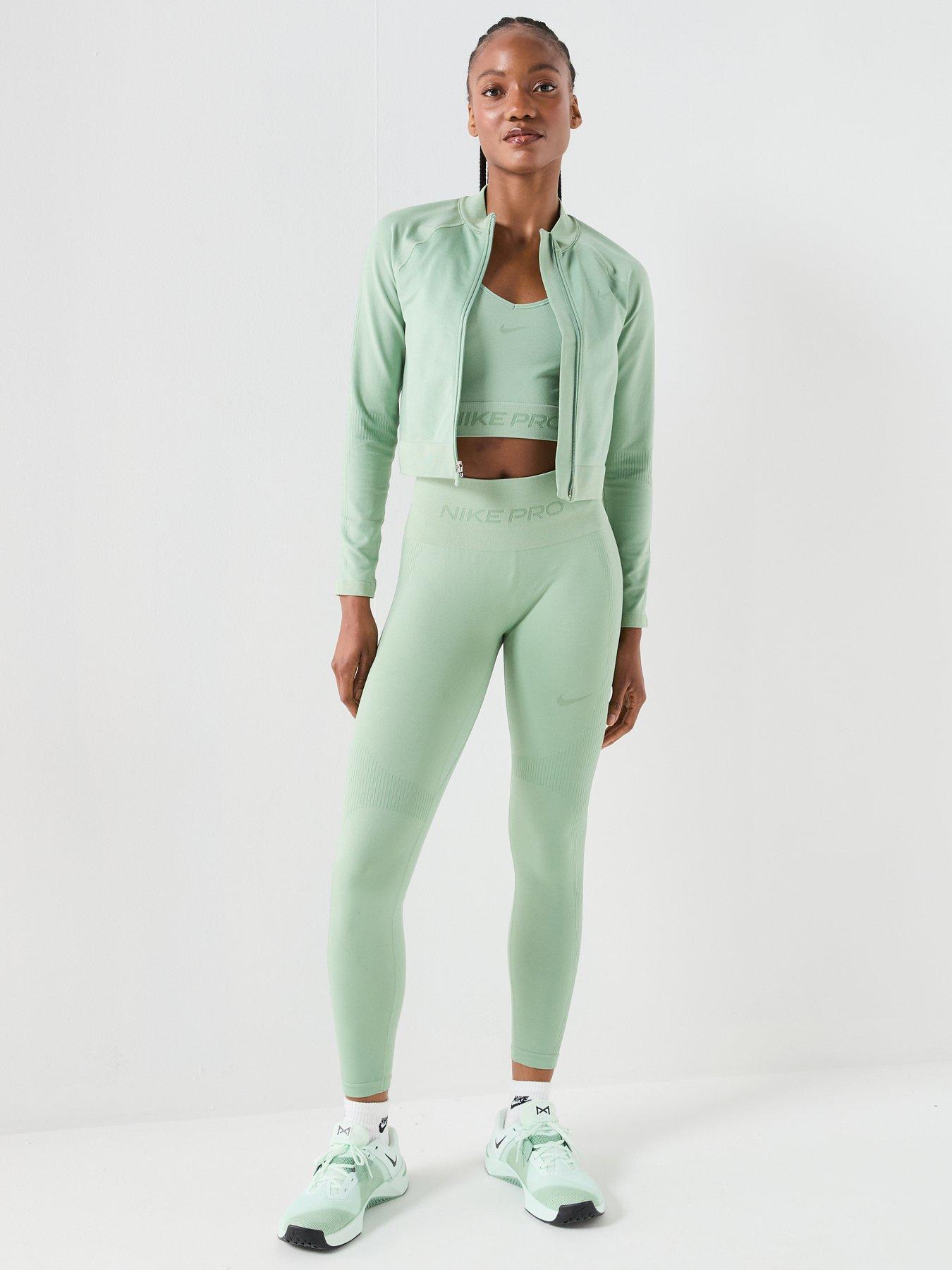 Image 3 of 7 of Nike Womens Training Dri-FIT Full Zip Mid Layer Top - Green