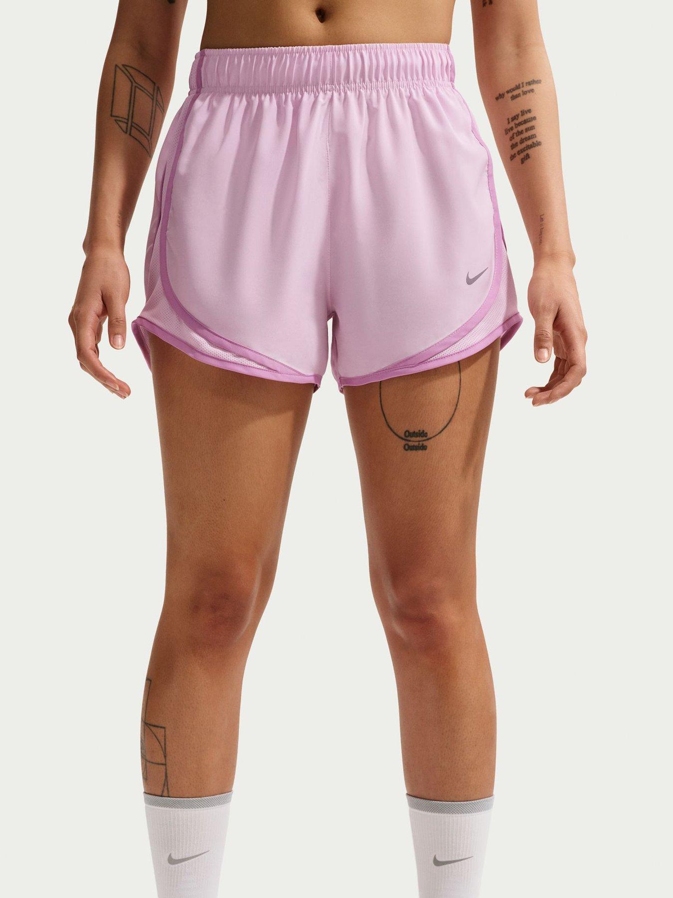 Nike Womens Running Dri-FIT Mid Rise Brief Lined Shorts - Pink