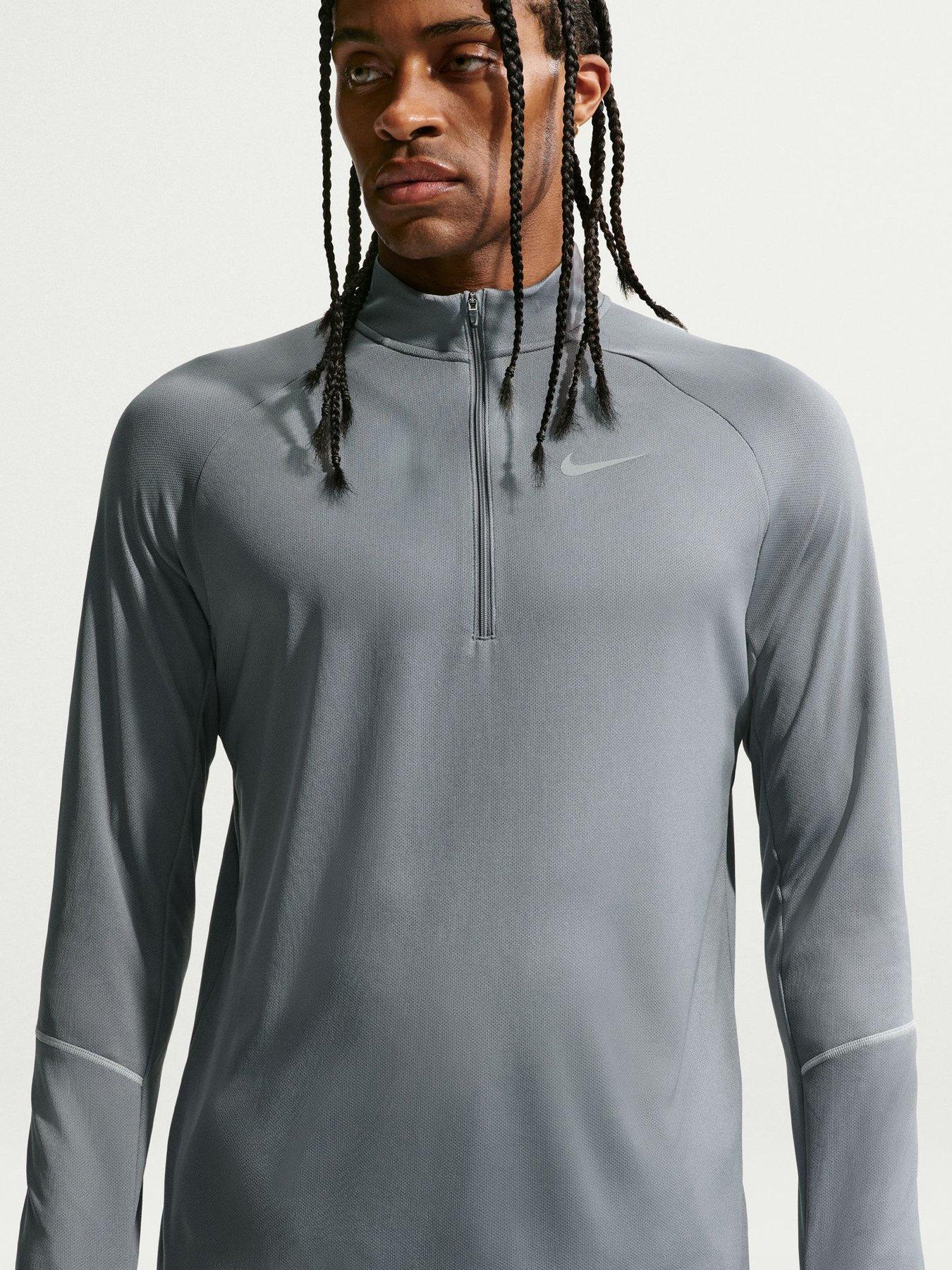 Nike Mens Running Miler Dri-FIT UV Long Sleeve Top - Grey