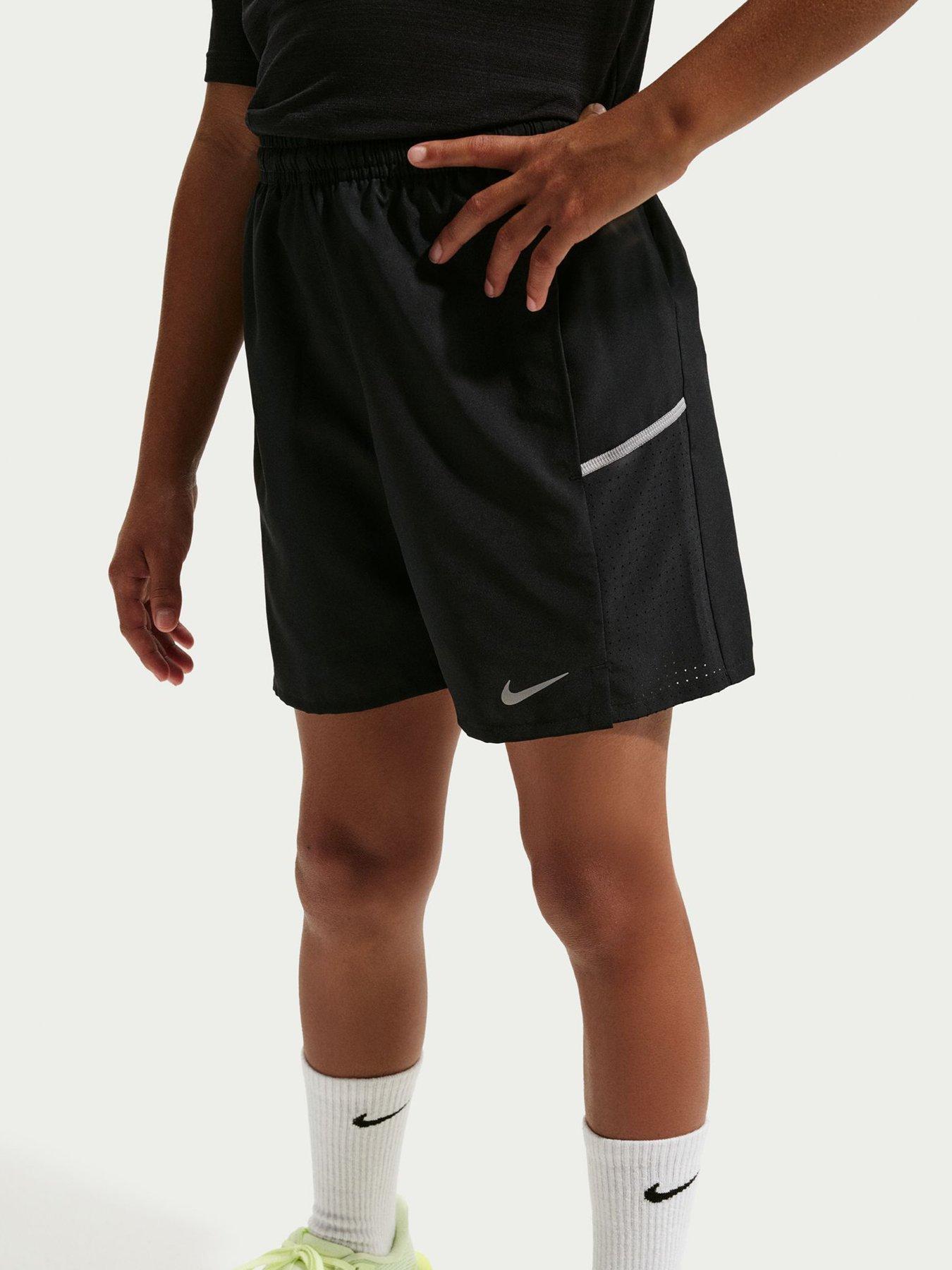 front image of nike-junior-boys-dri-fit-training-shorts-black