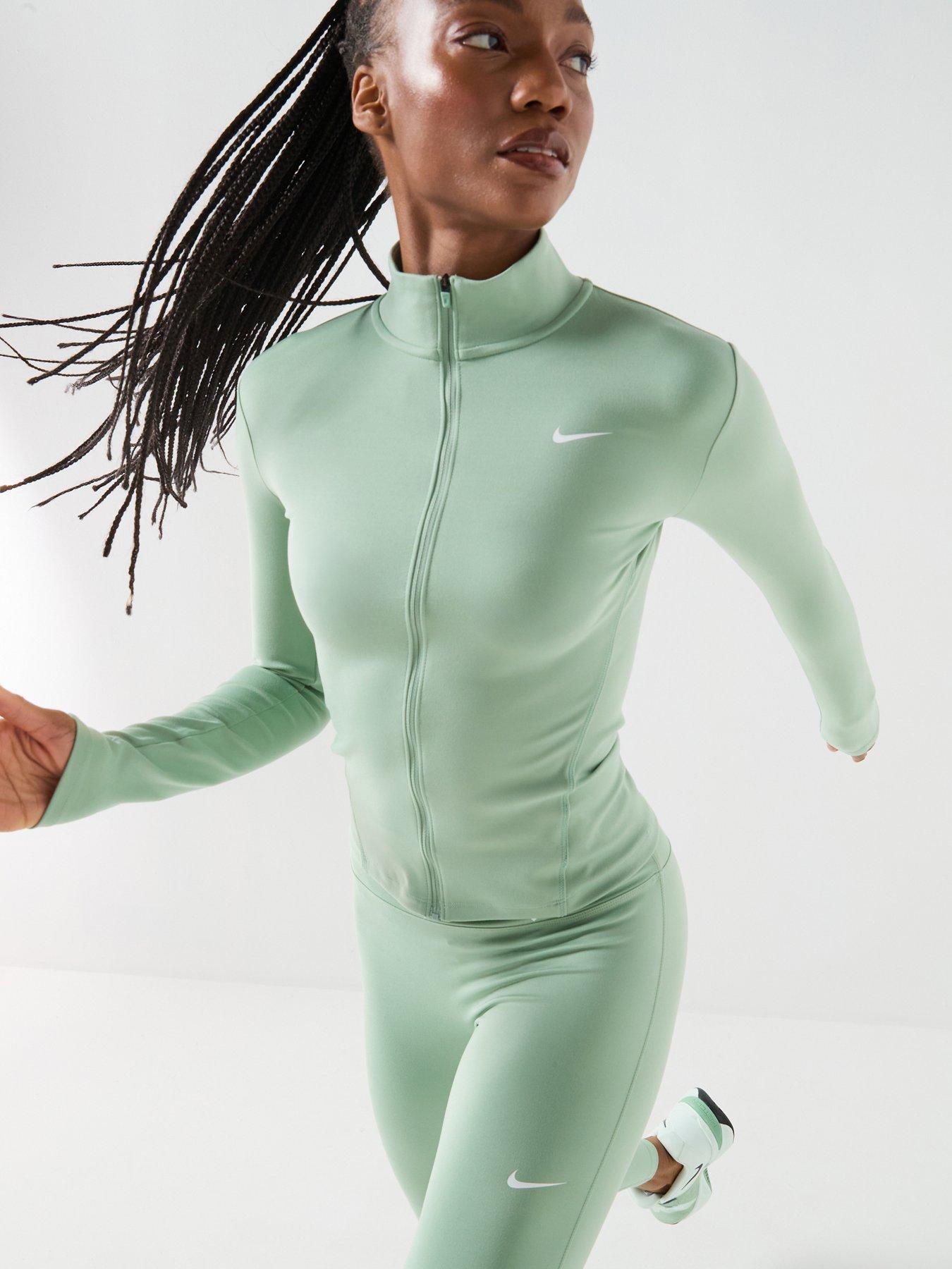 Image 1 of 7 of Nike Womens Training One Dri-FIT Full Zip Fitted Jacket - Green