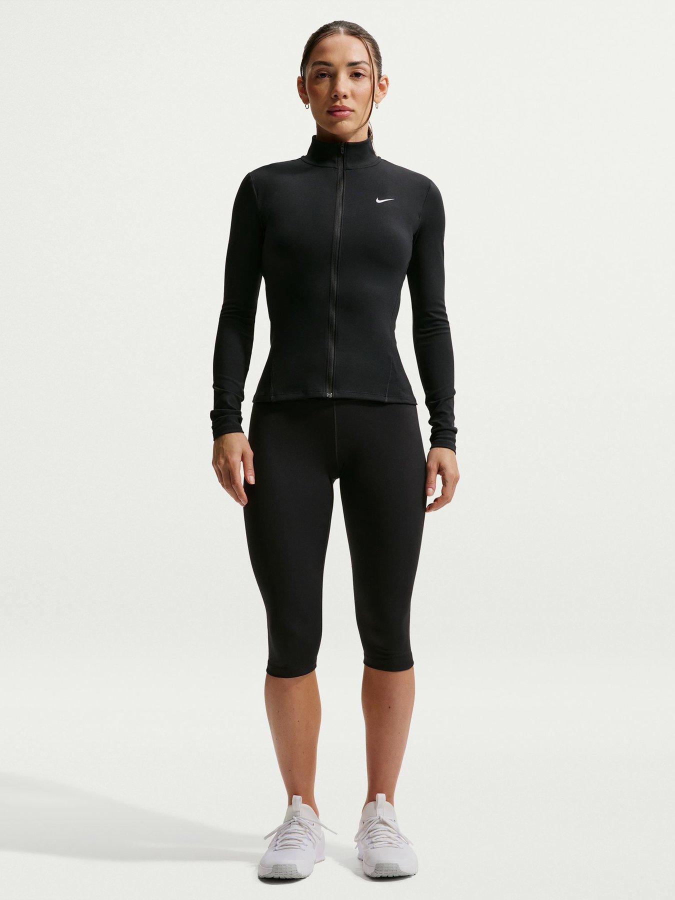  image of nike-womens-training-one-dri-fit-full-zip-fitted-jacket-blackwhite