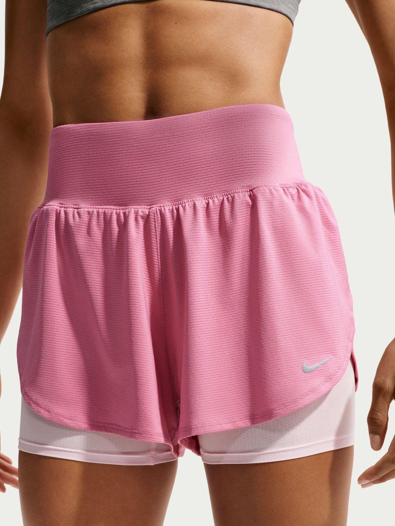 Nike Womens Running Dri-FIT Mesh 2 In 1 Shorts - Pink