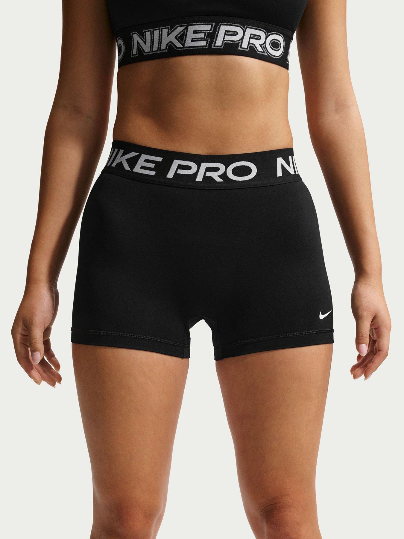 Nike Womens Pro 365 Dri-FIT Training 3 Inch Mid Rise Bike Shorts - Black/White
