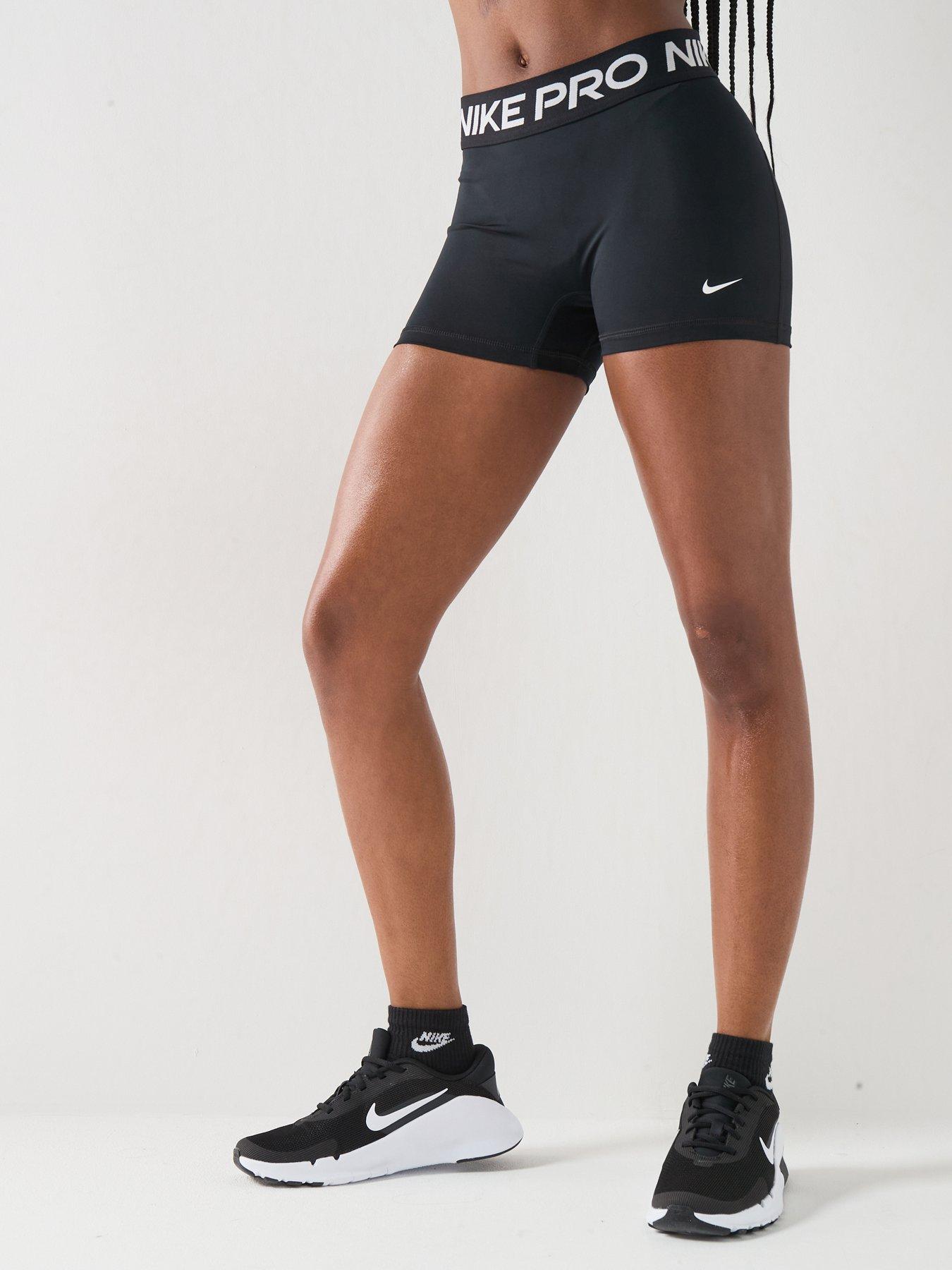 Nike Womens Pro 365 Dri-FIT Training 3 Inch Mid Rise Bike Shorts - Black/White