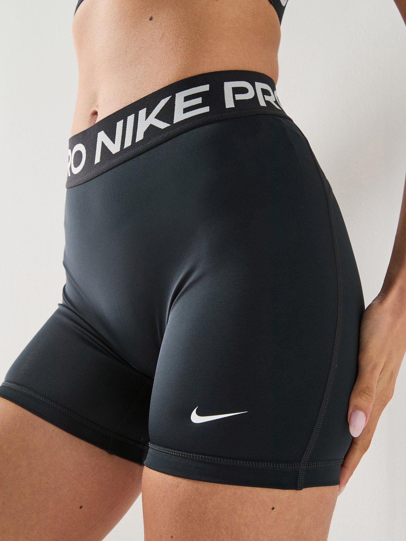 Nike Womens Pro 365 Dri-FIT Training Mid Rise 5 Inch Bike Shorts - Black/White