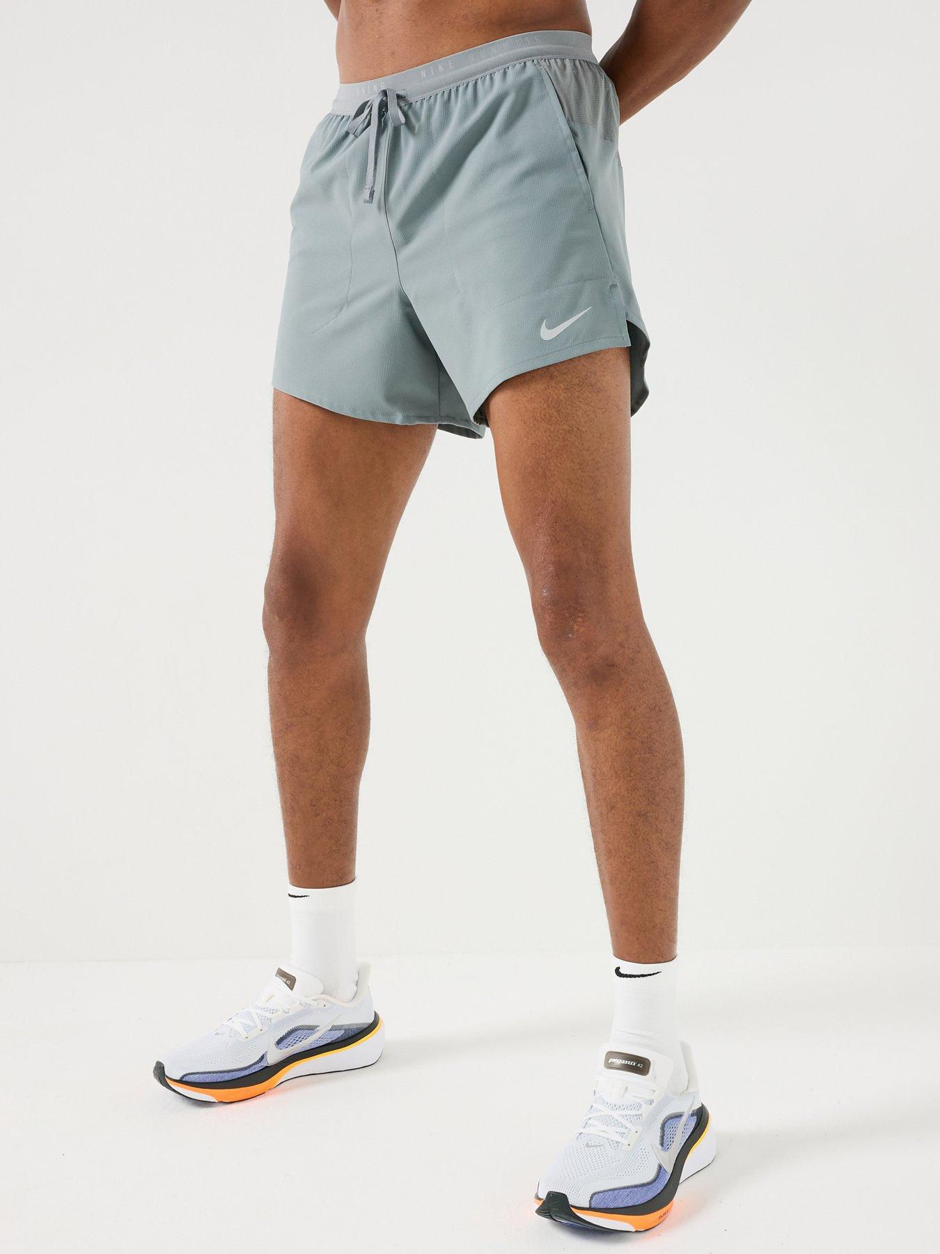 Nike Mens Running Dri-fit Stride 5 Inch Brief Lined Shorts - Grey
