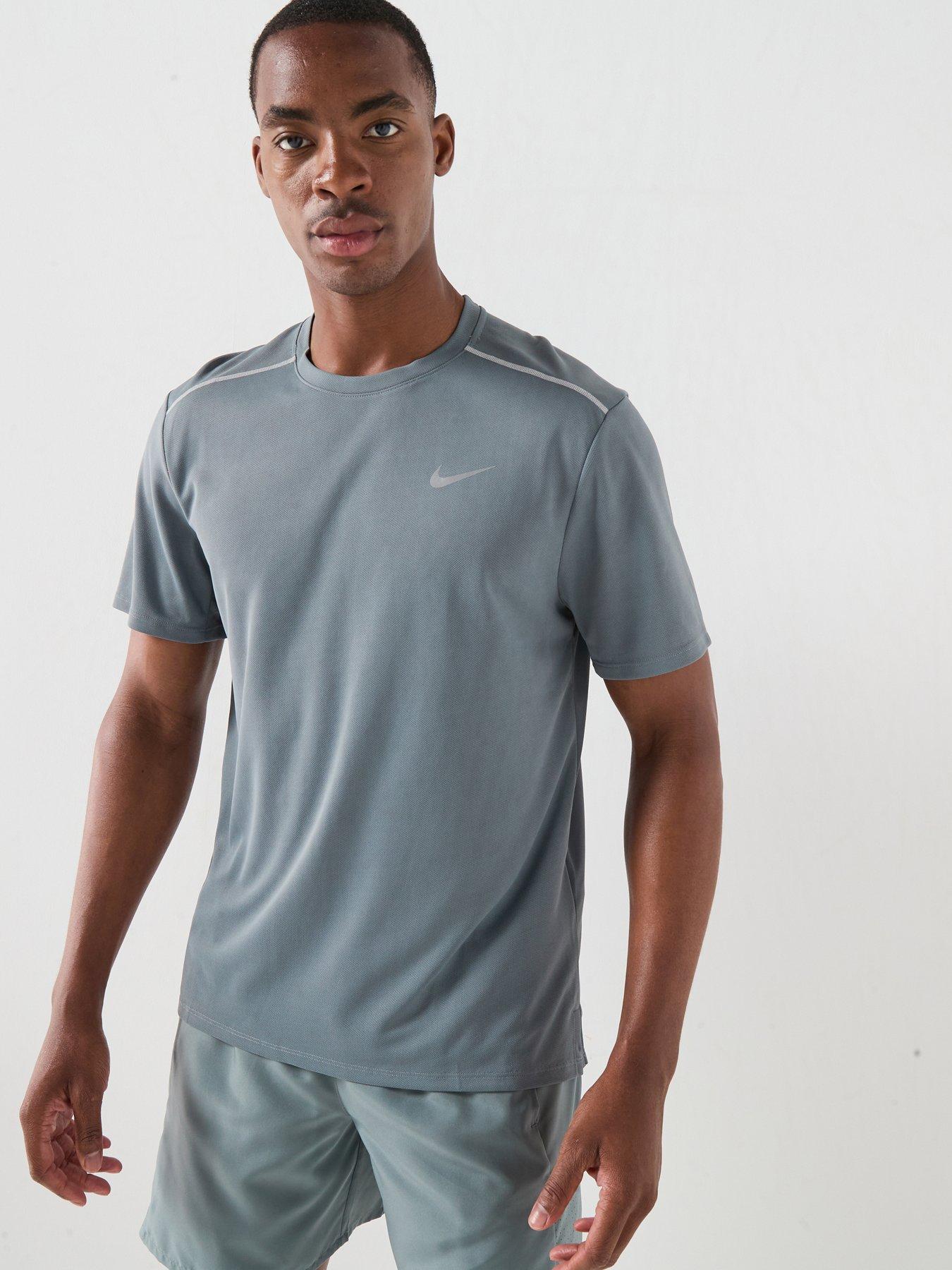 Nike Mens Running Miler Dri-FIT UV Short Sleeve Top - Grey