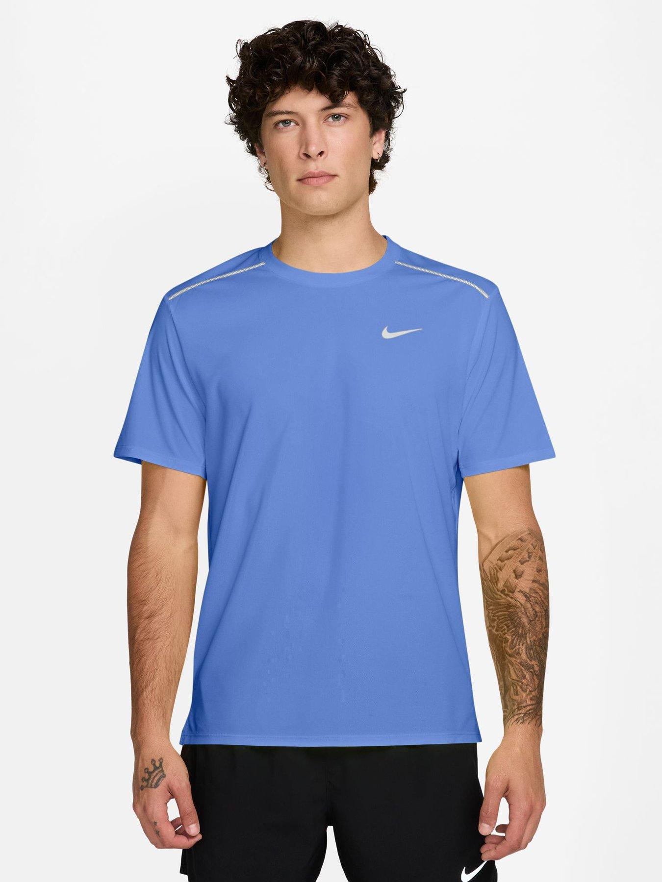 Nike Mens Running Miler Dri-FIT UV Short Sleeve Top - Blue
