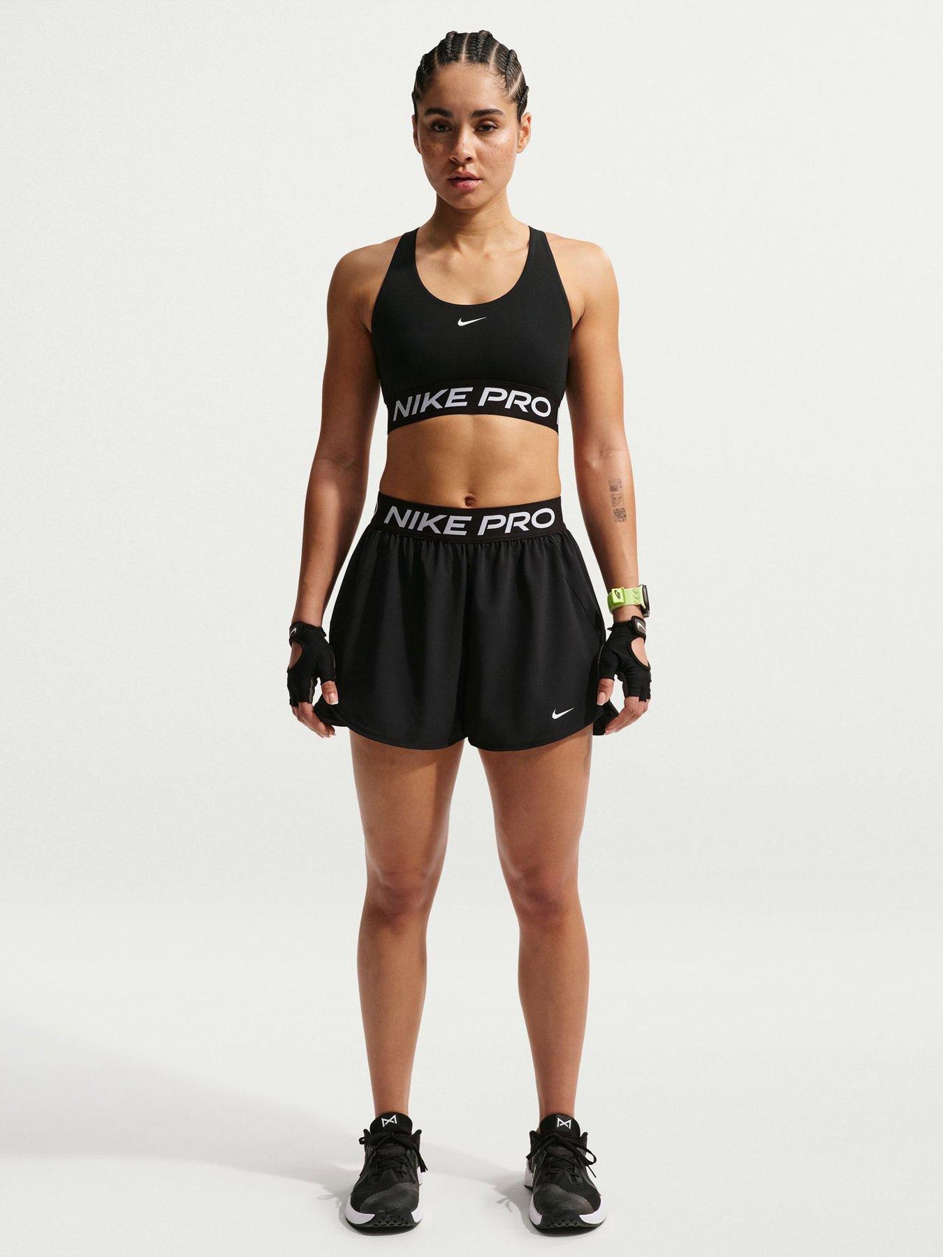 front image of nike-womens-training-pro-2-in-1-shorts-black