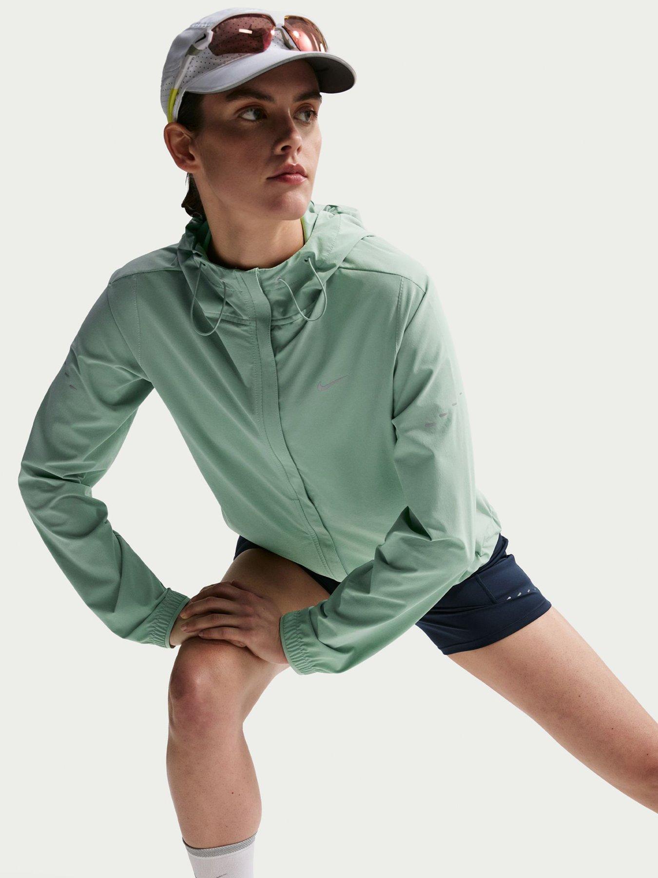  image of nike-womens-running-repel-packable-running-jacket-green