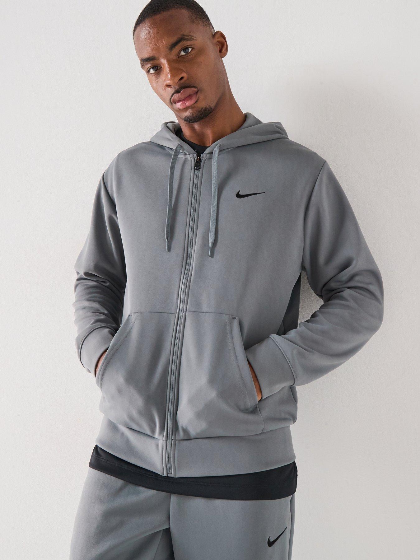 Nike Mens Training Dri-FIT UV Flex Fleece Full Zip Hoodie - Grey