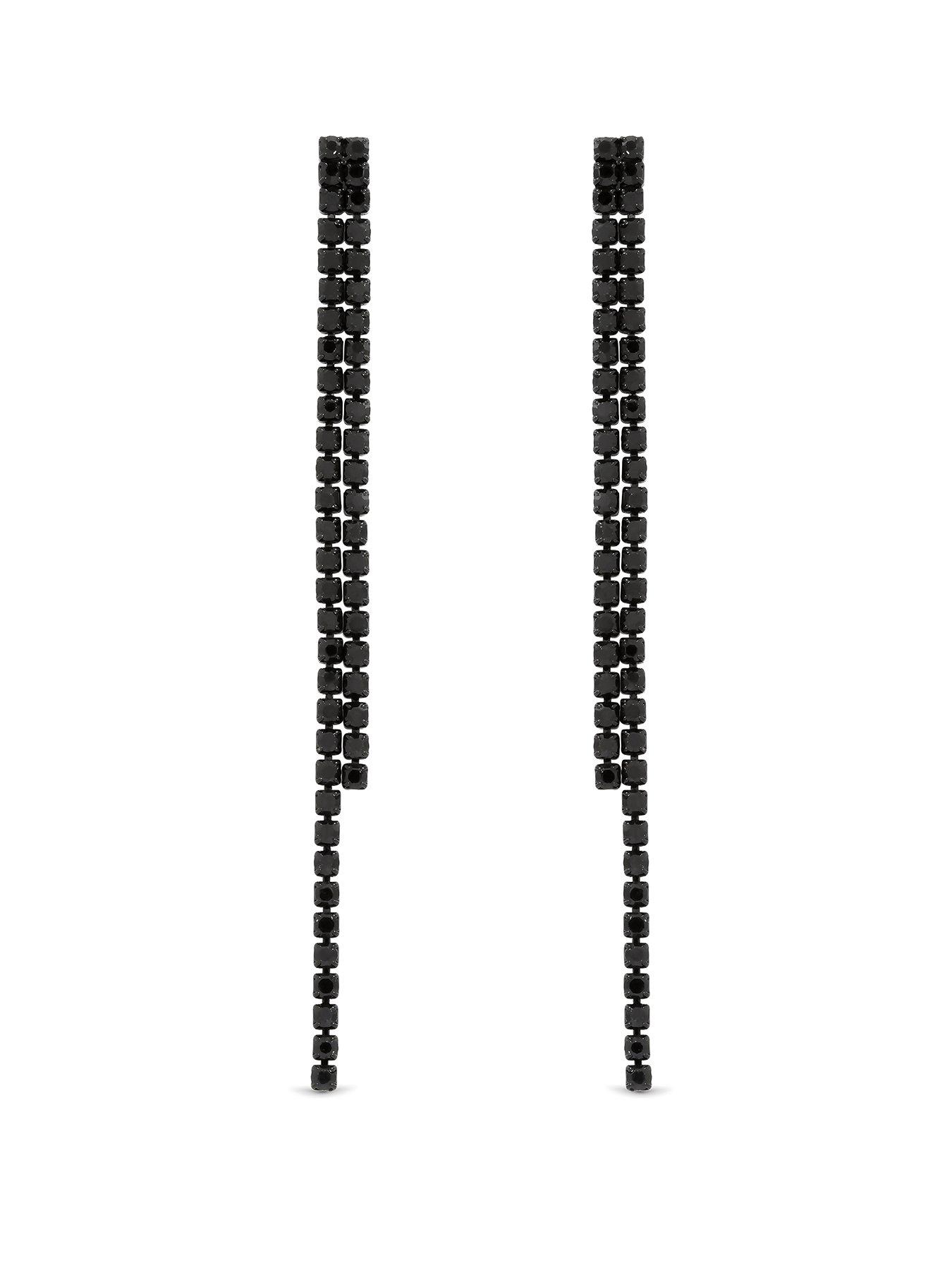 Mood Mood Jet Crystal Linear Drop Earrings