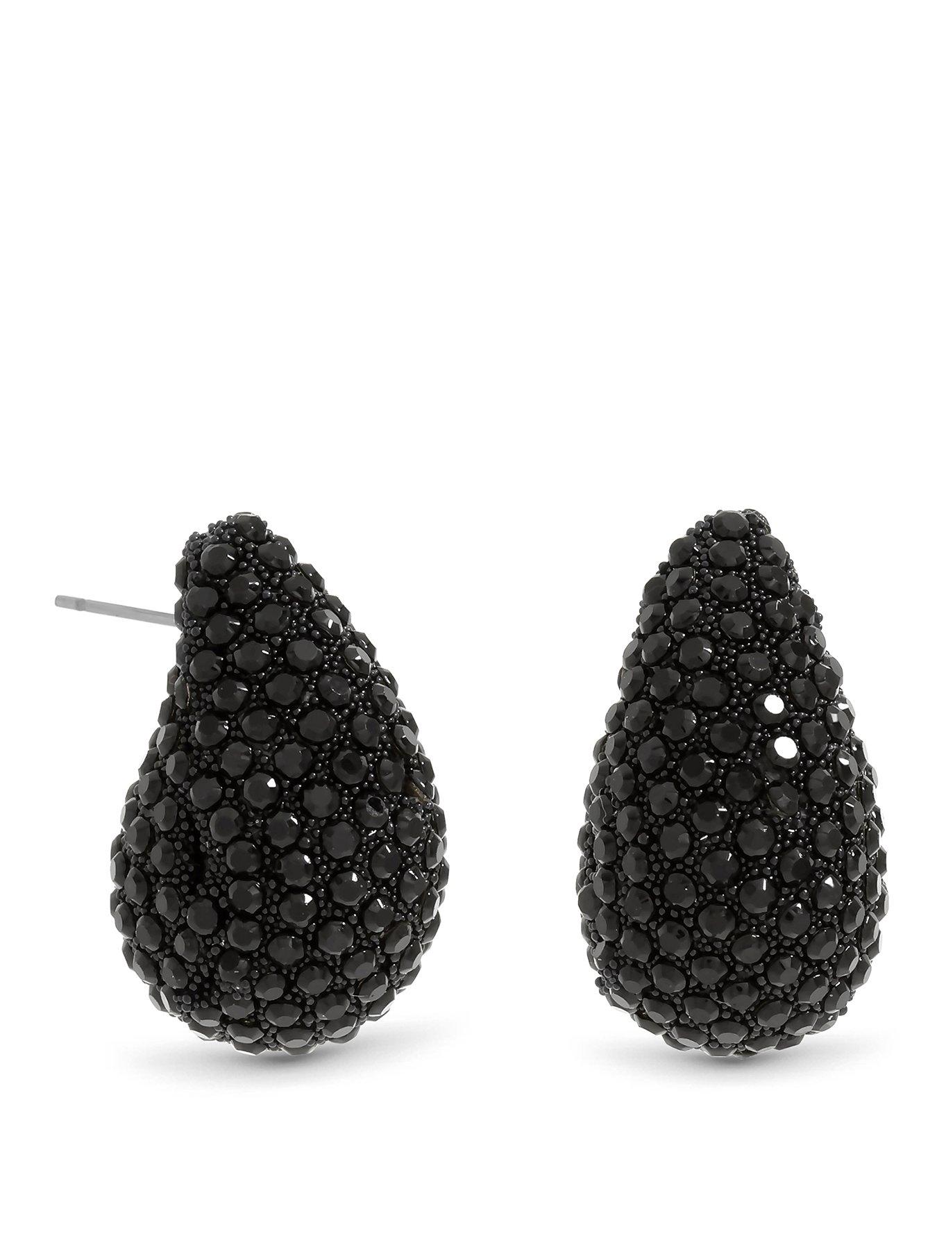 Mood Mood Jet Crystal Dome Stud Earrings