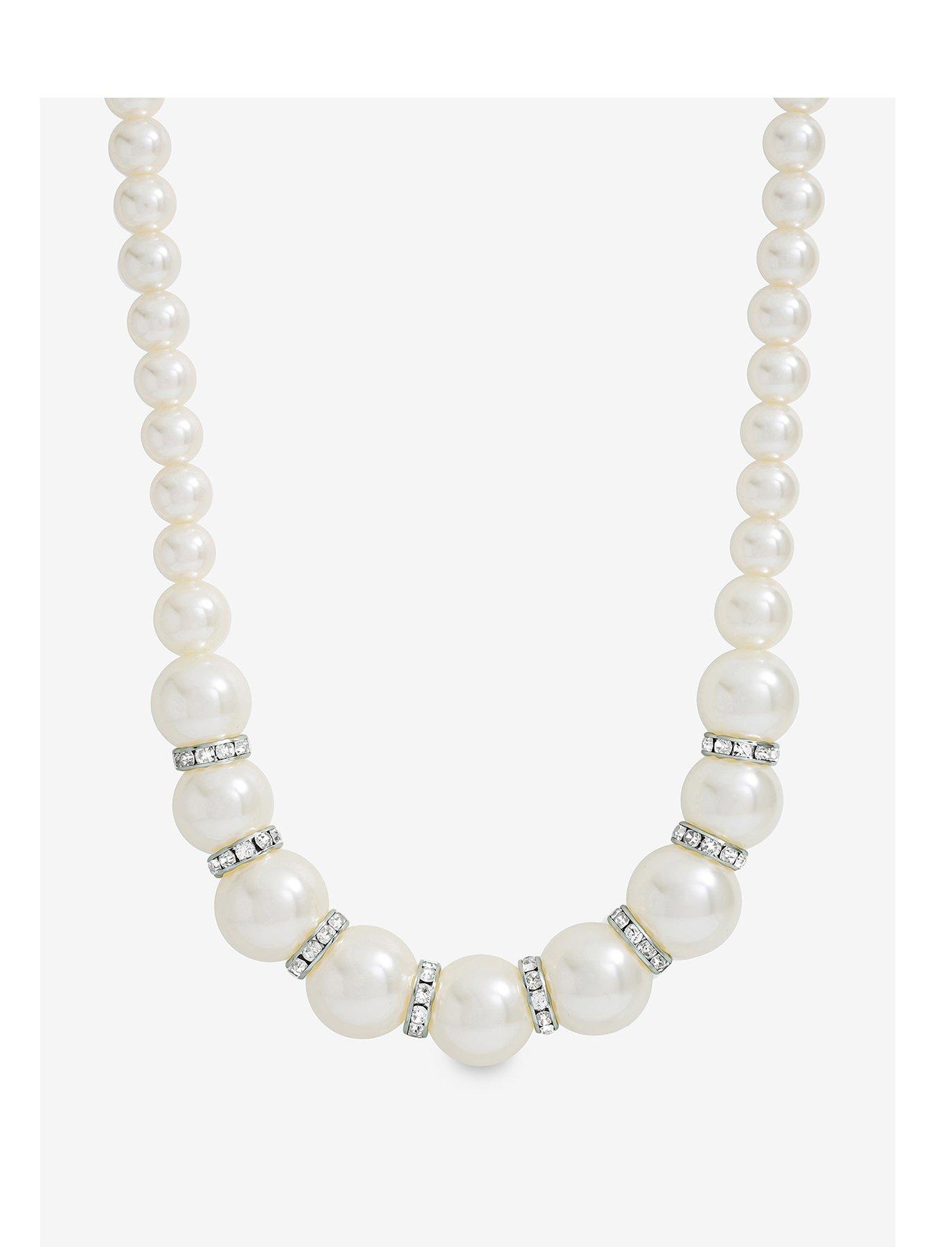 Mood Mood Hematite Crystal & Cream Pearl Beaded Necklace