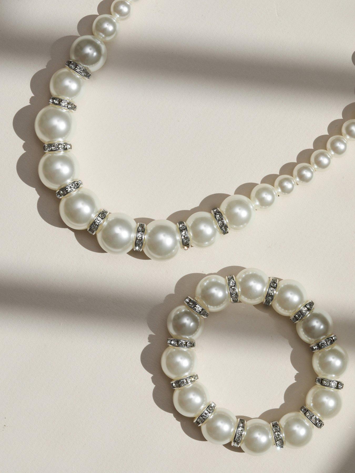  image of mood-hematite-crystal-amp-cream-pearl-beaded-necklace