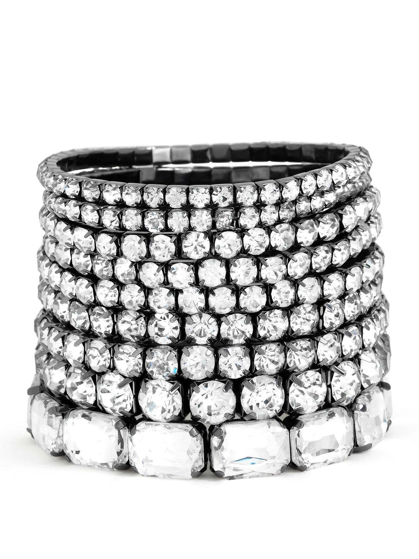 Mood Hematite Crystal Multipack Stretch Bracelets - Pack of 9