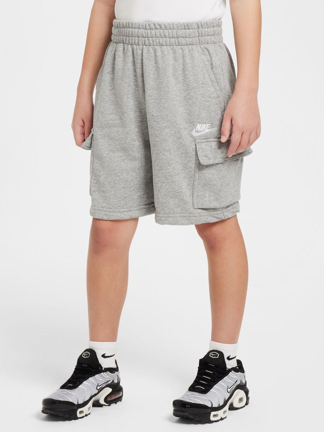 Nike Big Kids Sportswear Club French Terry Cargo Shorts - Grey