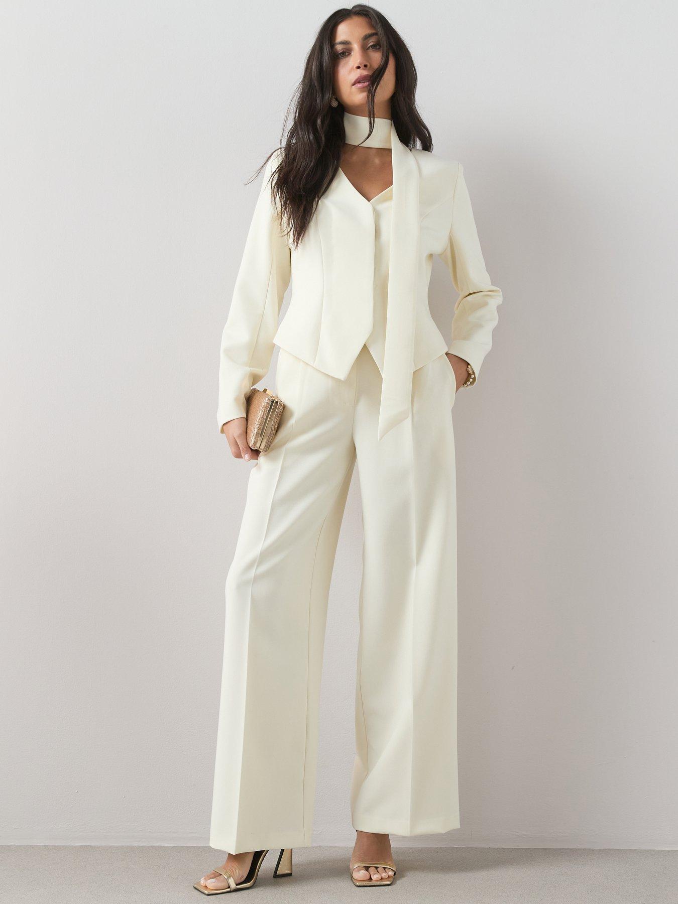 The Very Collection Wide Leg Co-ord Trousers - Cream