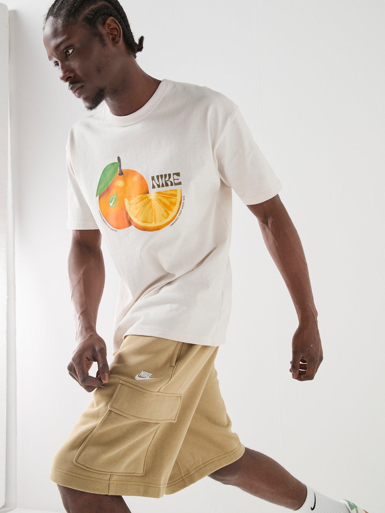 Image 1 of 7 of Nike Mens Sportswear Premium Orange Loose T-Shirt - Off-White/Phantom