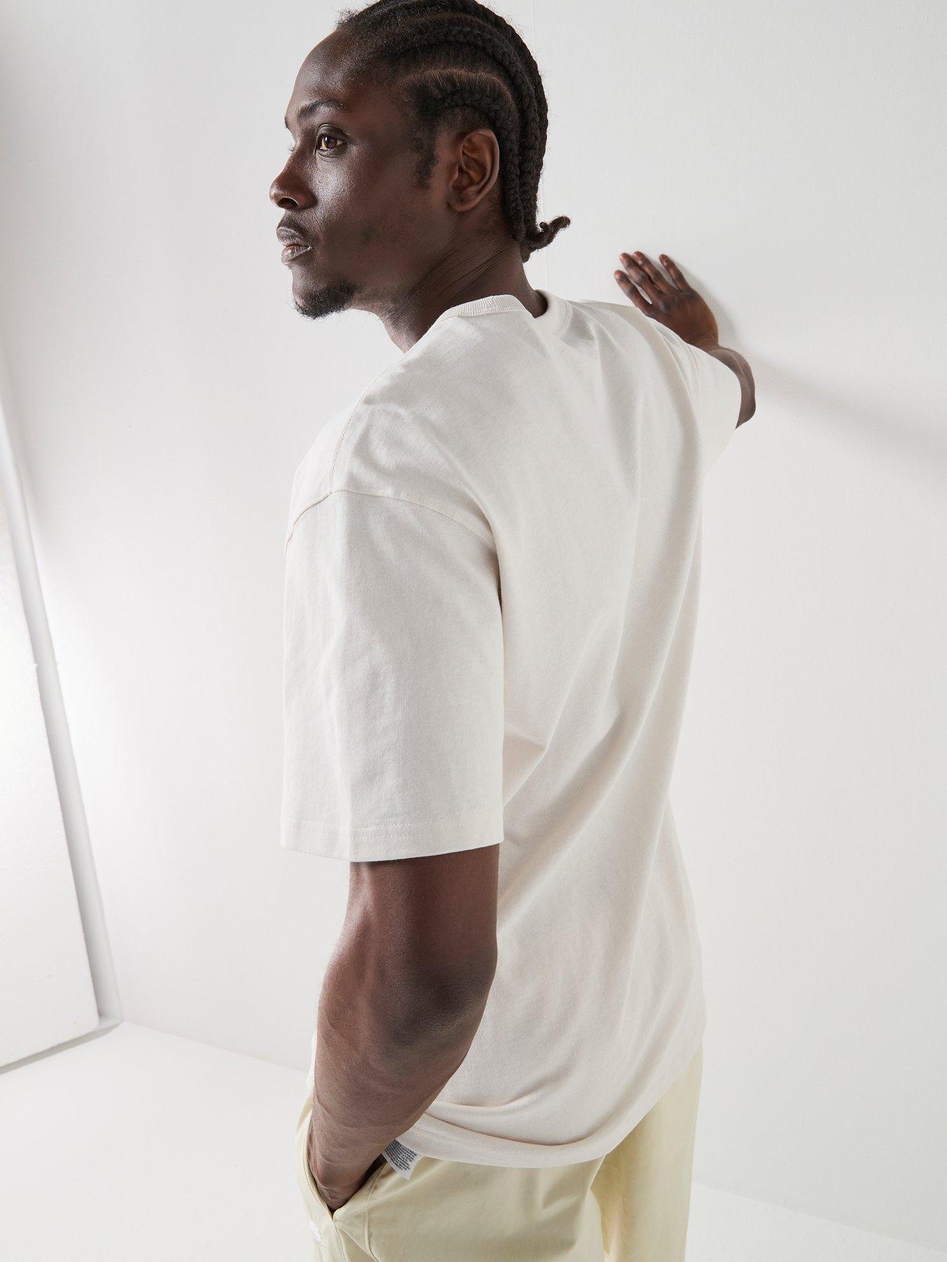 Image 2 of 7 of Nike Mens Sportswear Premium Orange Loose T-Shirt - Off-White/Phantom